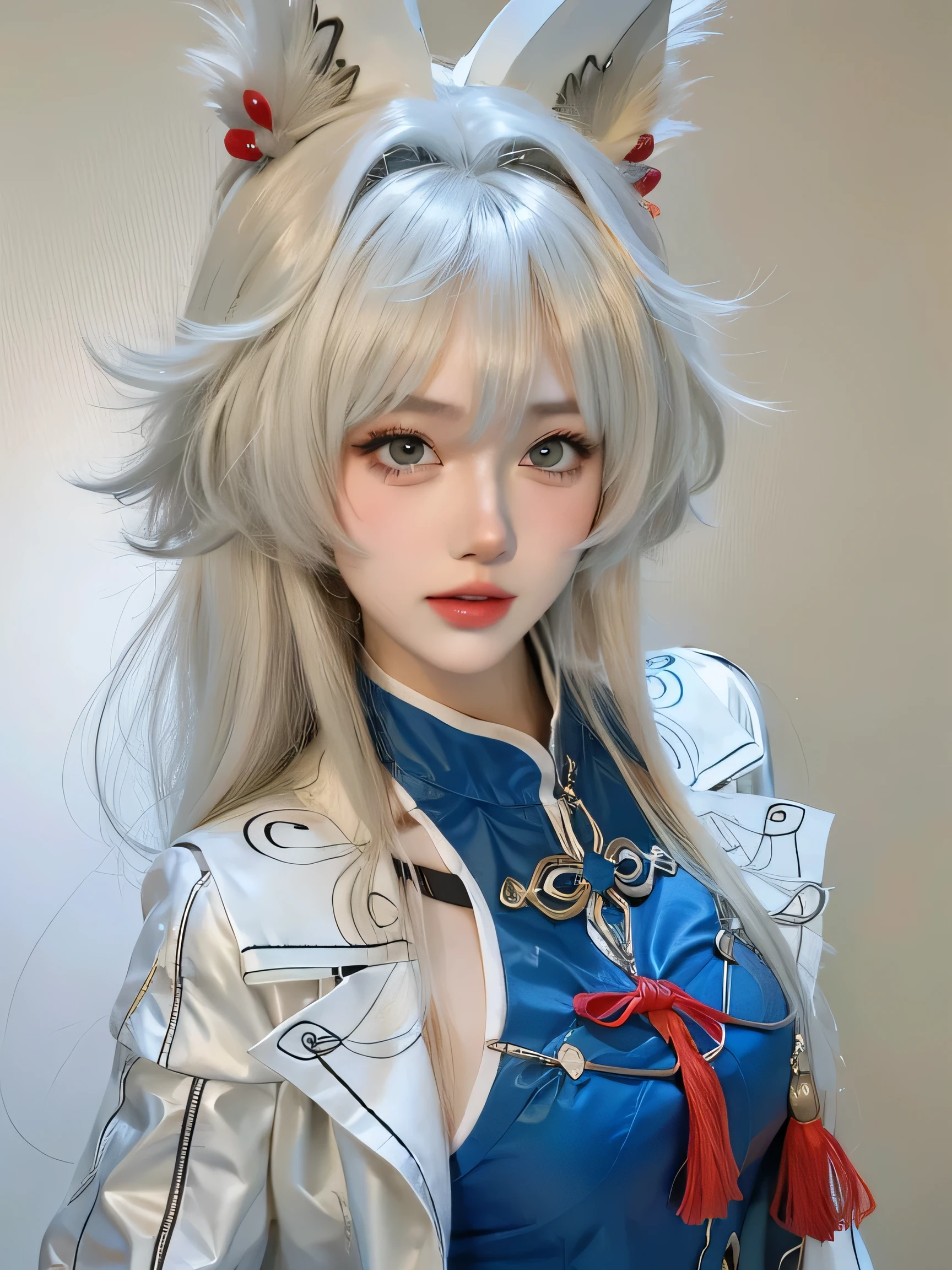 (best quality), (masterpiece), (Ultra-high resolution), (Clear face), (Reality: 1.4), (perfect lighting),(photorealistic:1.30), anime wallpaper, Guviz style artwork , fantasy cover up to magic , by Yang J, Guviz, beautiful artwork illustration, beautiful digital artwork, beautiful digital illustration, Li Song, beautiful anime portrait, art style at Beauvot,illustration, ethereal and beautiful, highly detailed, CG, unity, 8k wallpaper, Amazing, fine detail, official art, highly detailed CG unity 8k wallpaper,absurd, extremely absurd, large file size, highly detailed , high resolution, very detailed,beautiful girl with details, very detailed eyes and face, beautiful detailed eyes,light on the face,cinematic lighting, 1girl, solo, looking at viewer, Lips wear thick red lipstick,