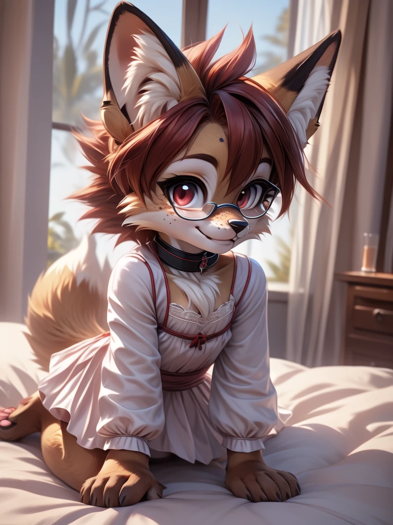 Cute little character in bright 3d with front, Tiger, Cute little girl, petite,long purple hair, white lingerie, sweetie, pigtails, scared, dripping, spread, crying