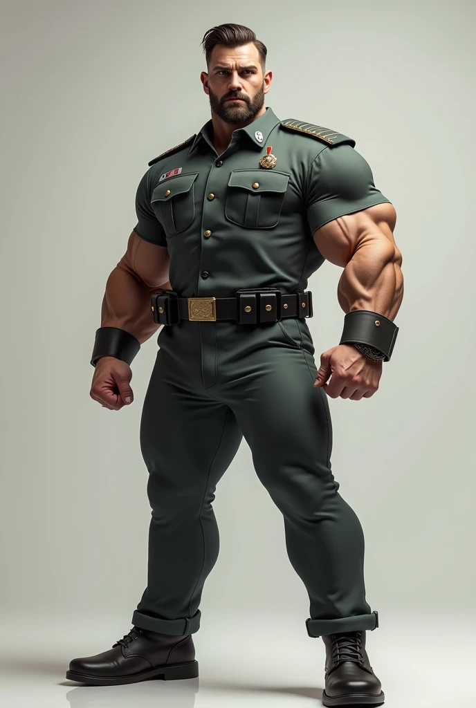 (Shorts male cop, strong fat asian man, police cap uniform), (dark gray background, (1 male bald head with glasses), strong muscles, various poses, big ass, 1.4 eye details, 40k)"