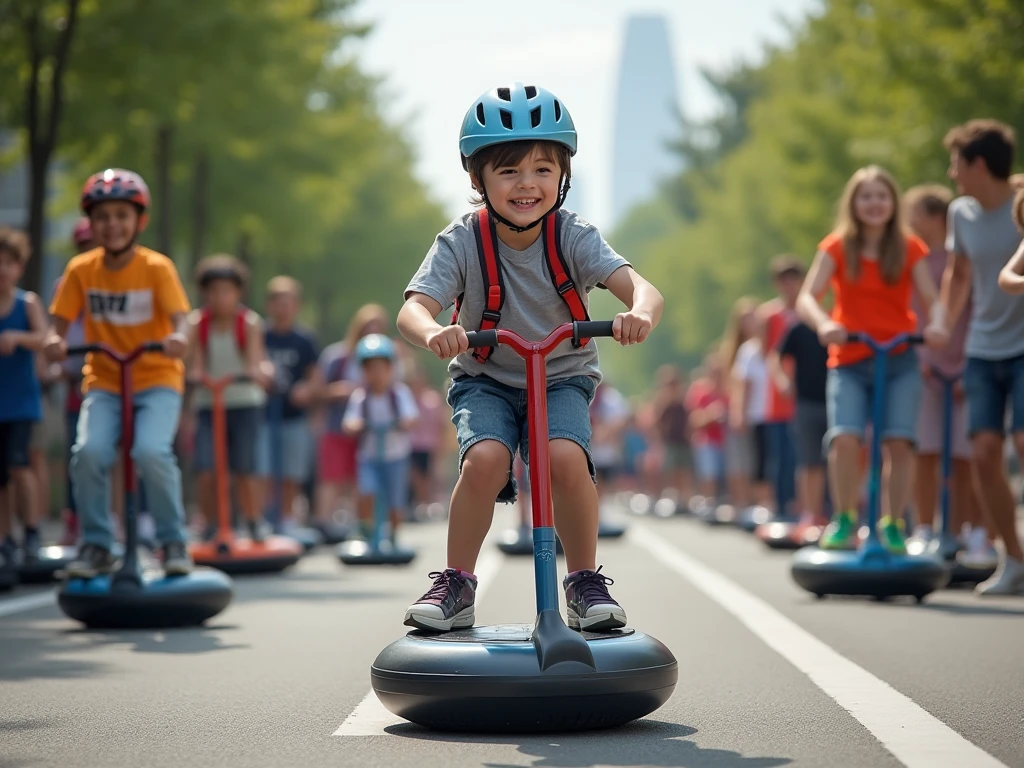 "Get ready for the ultimate tricycle race experience! Witness the cutest toddlers racing towards the finish line, with raw time-lapse and motion blur effects bringing every movement to life. Share in their random expressions with ultra-detailed, super HD, and ridiculous resolution, all captured through the lens of a long exposure shot."