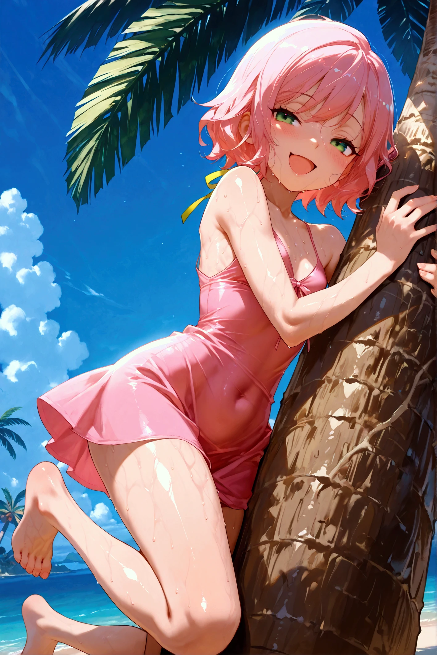 nsfw, ,One girl, age of 9,  Japanese elementary school student, (nude:1.5),  tongue, armpit hair, glowing pink pupils, seductive grin smug,  rolling eyes, fang, bikini tan,  Plump ,  (spread legs, legs up:1.3), oversized breasts ,disproportionate oversized breasts,  erection of nipple, thick nipple, pregnancy, , vagina Hair, open the knee, pregnancy, blush, saliva, do the splits, enlargement of the vagina, full body, heavy breathing, drooling,, beach,  leaning back, accurate anatomy, high resolution , official art,