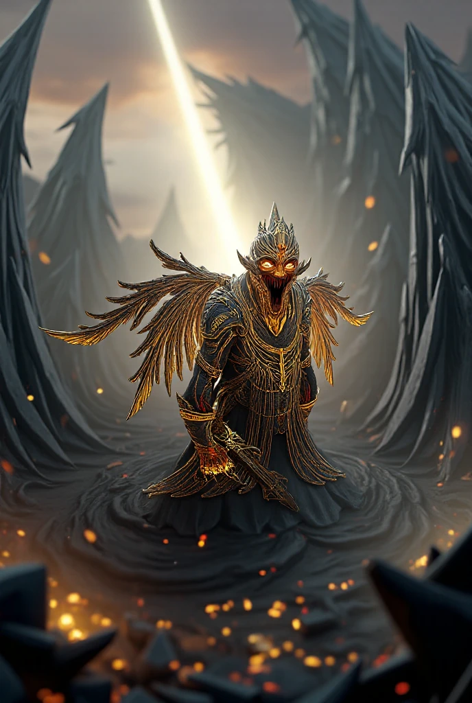 Fantastic hybrid creatures, realistic and detailed, Beautiful faces and intricately ornamented, Ambience of royalty, Blazing light, Harmony, Epic, Grand