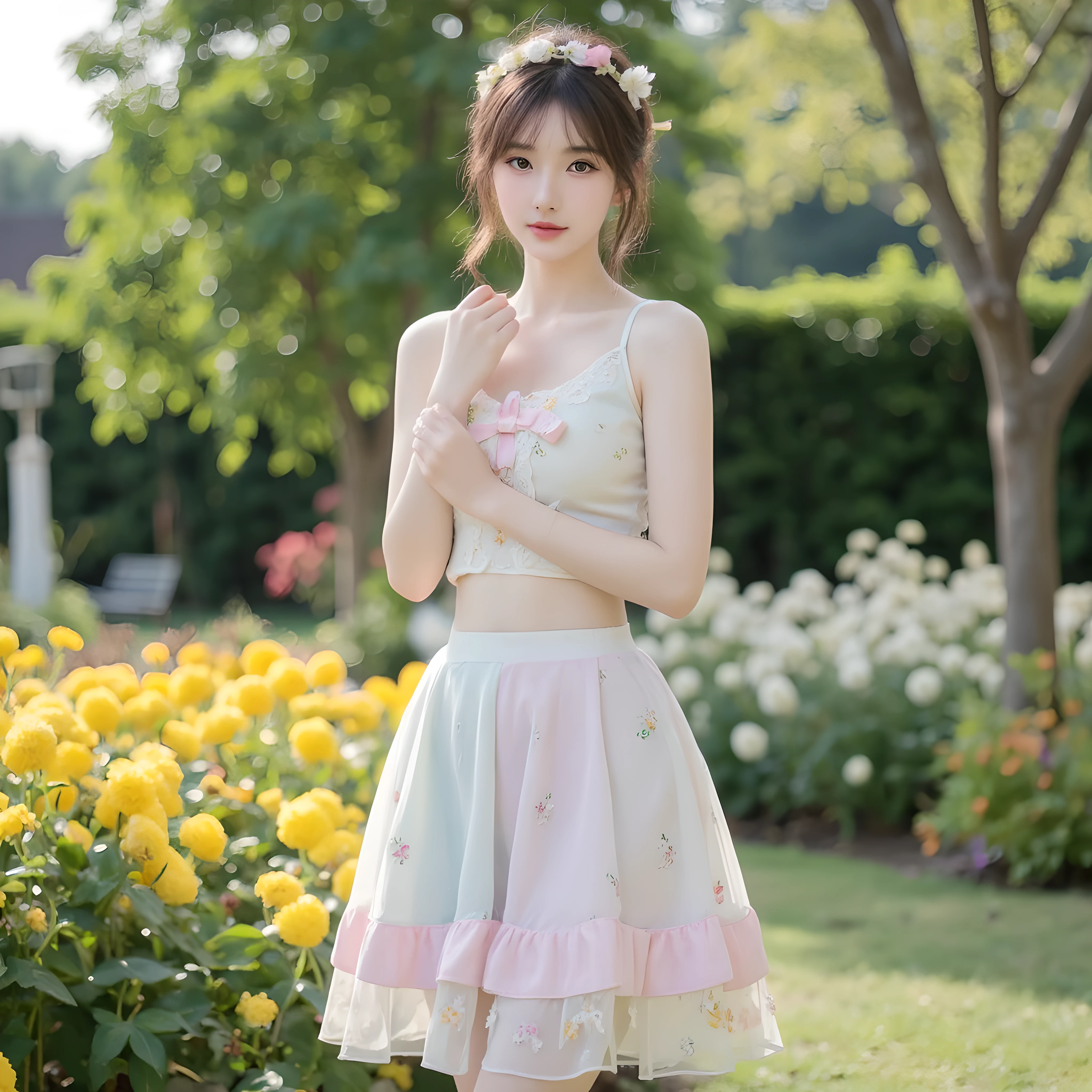 8k,masterpiece,Portrait Photography,Japanese,8-year-old girl,Big eyes,Fine grain,delicate,Extremely small breasts,Neat,Cute outfit,Inside the elevator,Bright spot,The light makes the clothes transparent,The side is visible,Girlish clothes,Cute stage costumes,Summer Dresses,separate,Quite short in length,My belly is visible,Light clothing,Mint green,Neat服,Cute earrings,camisole,Detachable collar,Sleeveless,Extremely short skirt,Micro mini chiffon skirt,Lace hem,Lace on the chest,ribbon,Medium-long hair,Cute Accessories,choker,Cute sandals,Cinematic lighting,Natural smile,Natural pose,Reader model for children's fashion magazine,