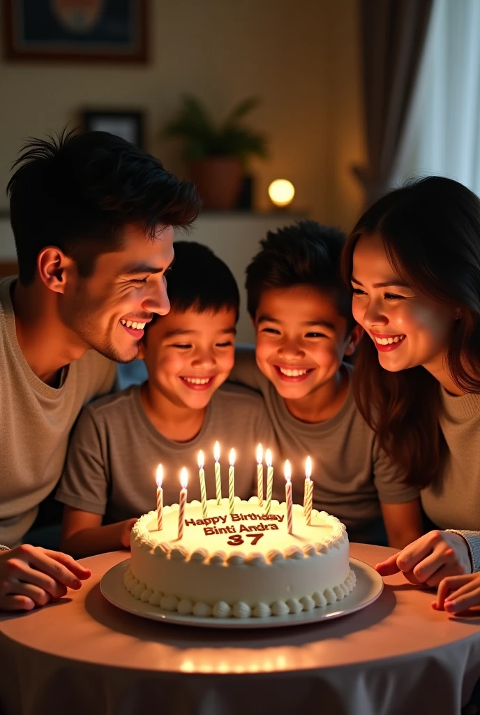 Family that looks real not cartoon on birthday 