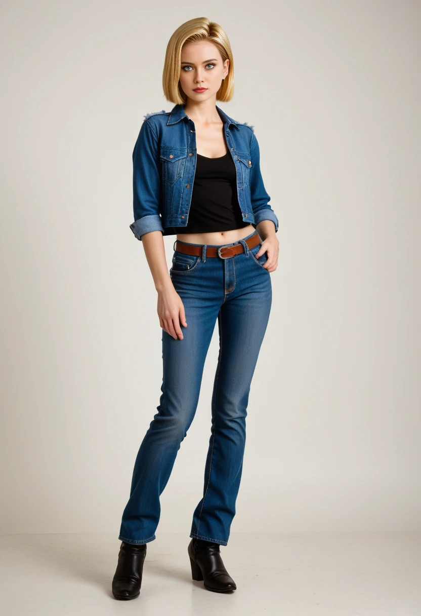 beautiful woman in blue jeans and denim, western desert background, 24k, photorealism, professional photography.