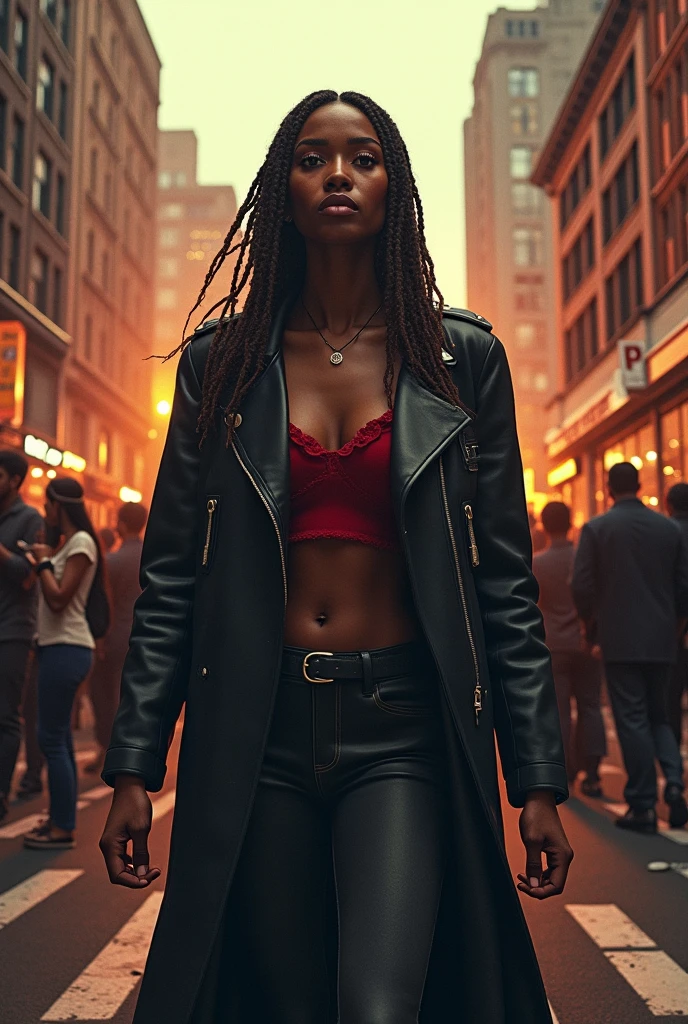 Pretty girl, model with 22 years, fast and furious, hot girl, black girl, long hair, realistic, Tokyo cenário, day.
