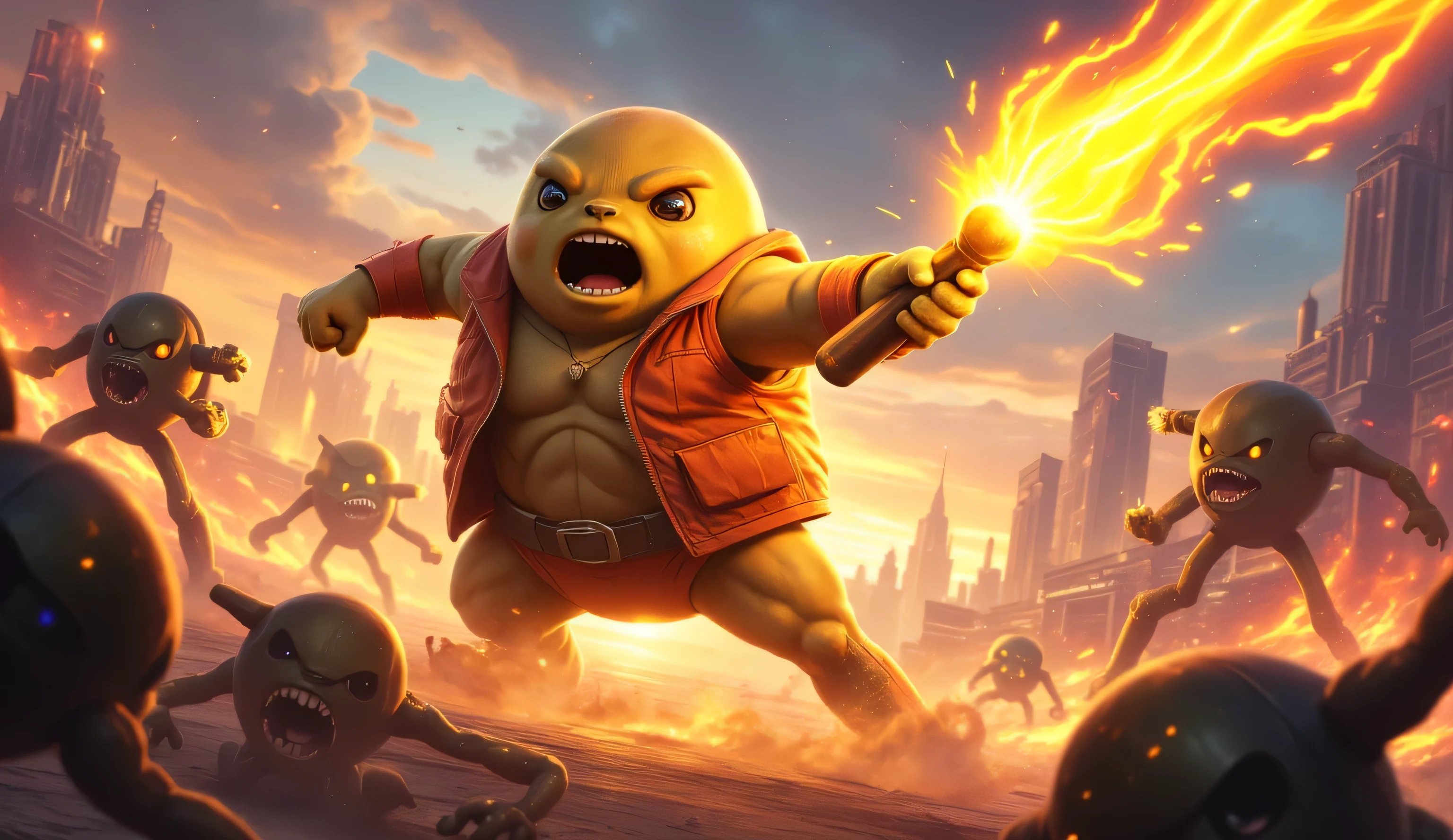 potato bro with fire rod kills aliens