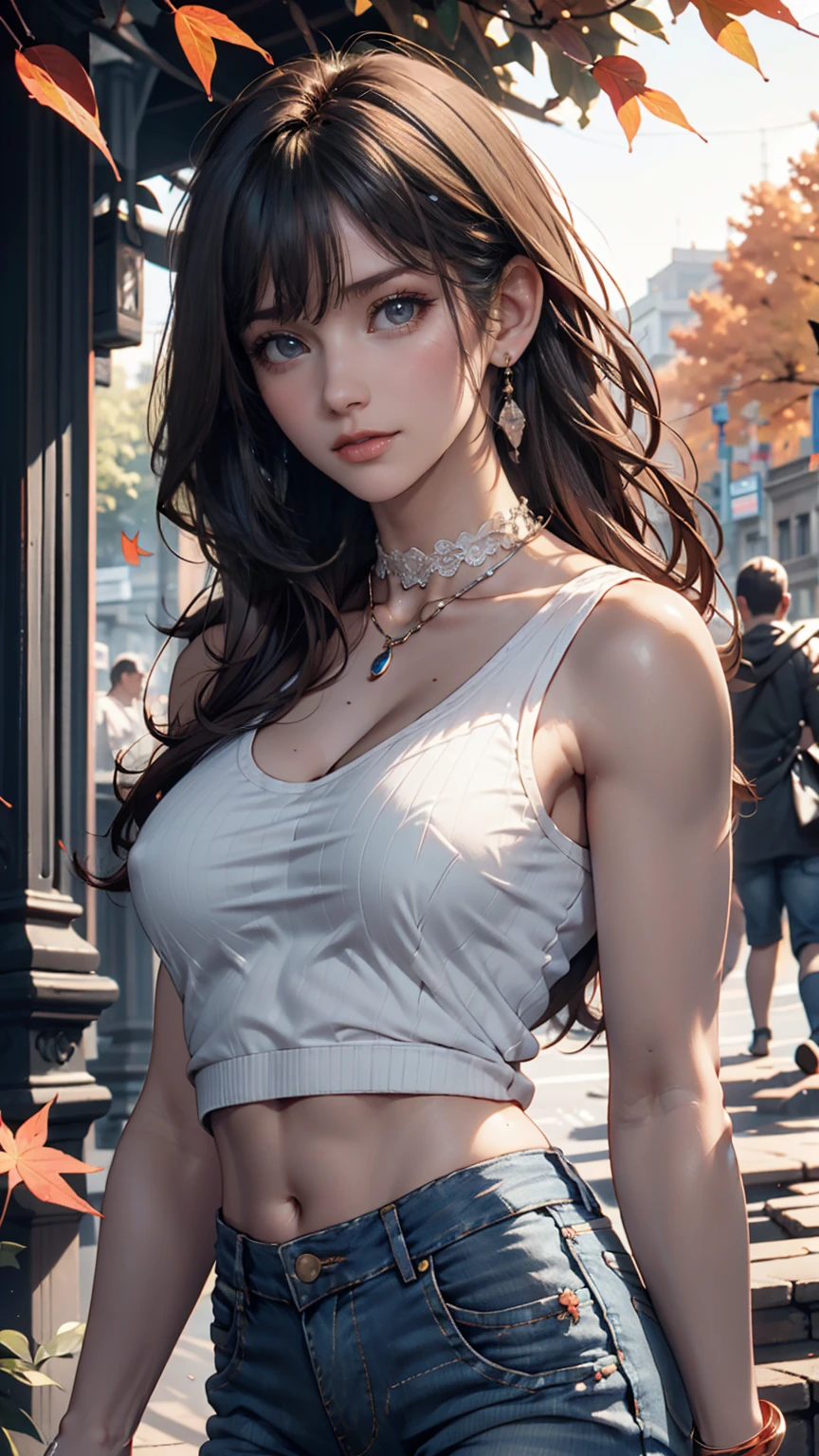 masterpiece, Best quality at best, 1girl, hinata hyuuga, ((medium sized breast:1.3)), shocked expression, (upperbody closeup), Raised sexy, alleyway, intricate details, realistic lighting, cinematic composition, dramatic shadows, vibrant colors, beautiful detailed eyes, beautiful detailed lips, extremely detailed eyes and face, longeyelashes, photo-realistic, cinematic lighting, dramatic atmosphere