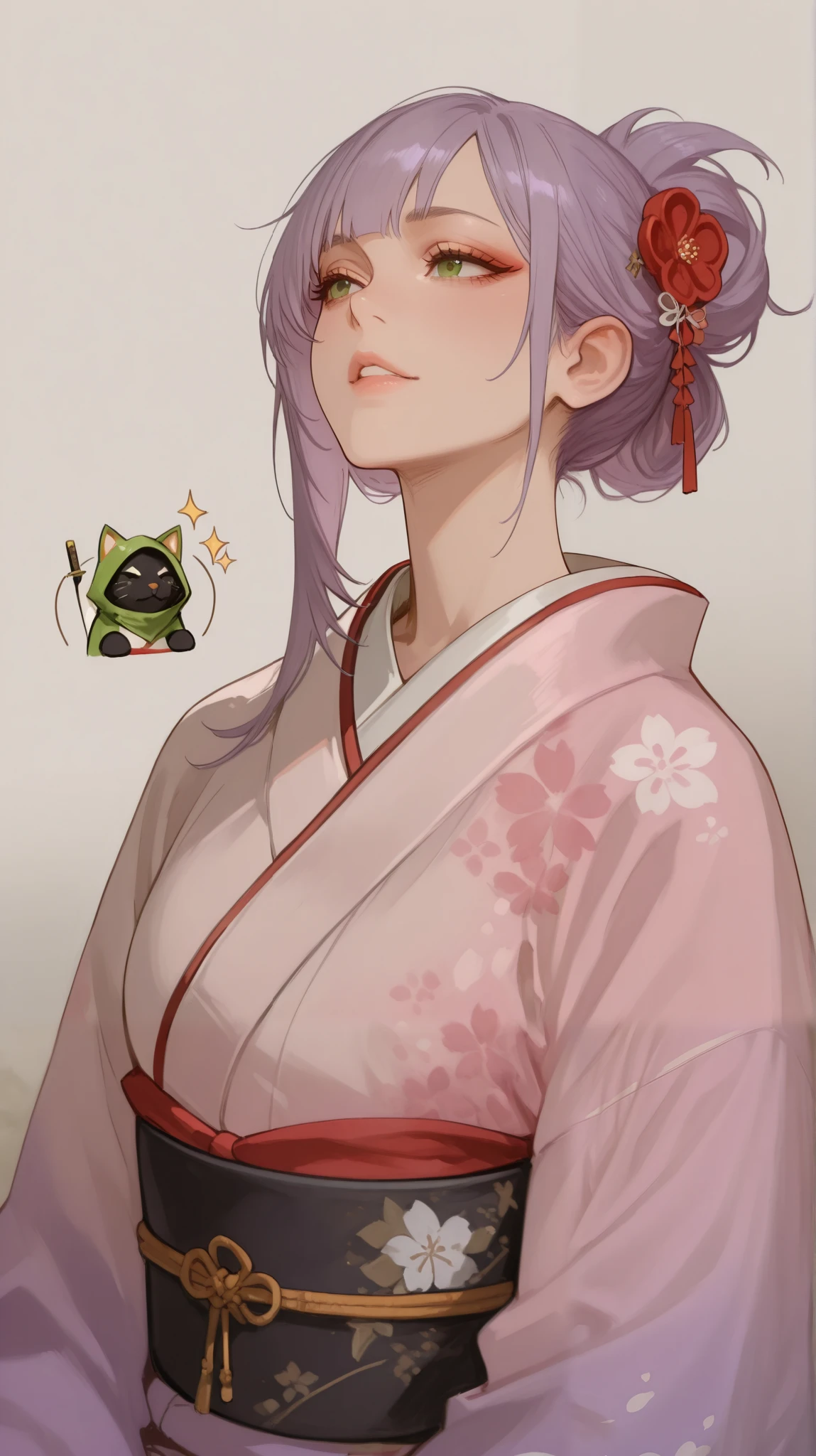 Japan's handsome and wild ninja、 perfect face、The costume is a kimono、 face up 
