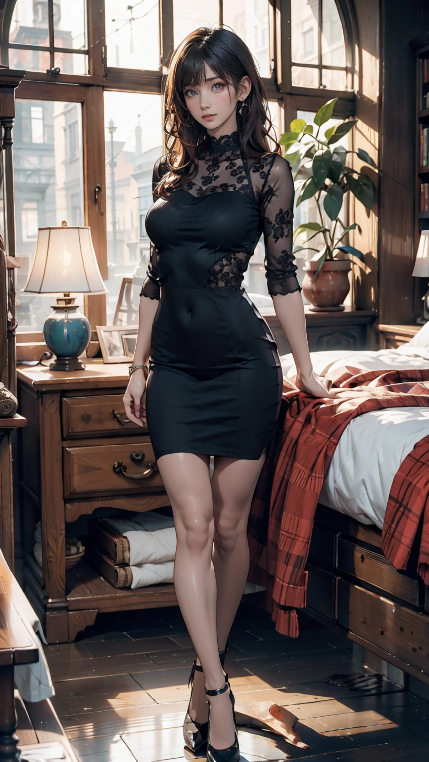 ulzzang-6500-v1.1, (RAW photo:1.2), (Photoreal), (muste piece), (genuine:1.4), (elegant formal dresses:1.3), upper class mature woman、(super realistic pantyhose:1.2)、(very affectionate smile:1.2)、