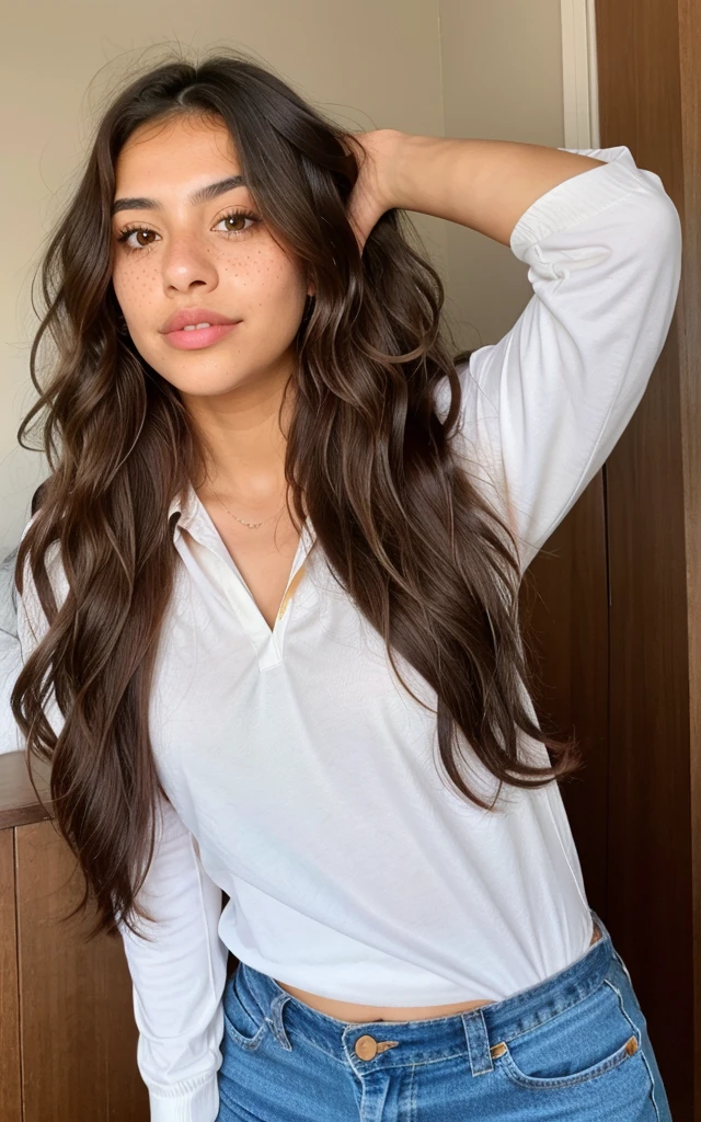 Beautiful Colombian woman reading a complex and detailed book at home, 30 ans, expression innocente, Long wavy hair, Brown eyes, high resolution, head of&#39;artwork, best quality, very detailed, sharpness, textured skin, realistic skin texture, detailed eyes, Professionnel, 4K, charming smile, captured on Canon, 50 millimeters, shallow depth of field, Kodak Vision Color, tenue traditionnelle superbement ajustée, extremely detailed, photorealistic, realistic, Post-traitement, Maximum details, roughness, the real life, ultra-realistic, photorealism, la photographie, 8k uh
