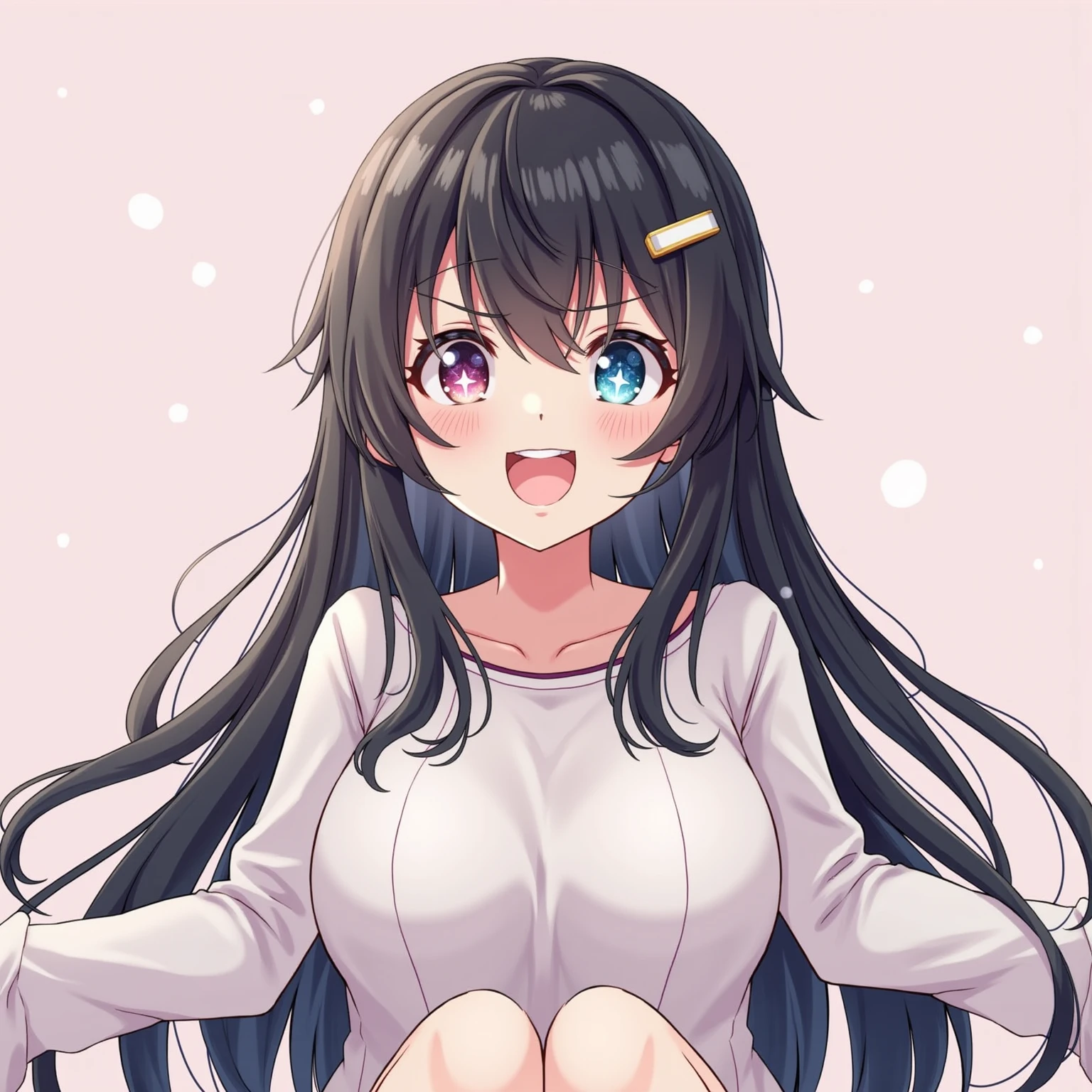 masterpiece,best qualtiy,anime,FellatioGesture,fellatio_gesture,1girl,blush,open_mouth,tongue_out,white sweater,small breast, Half-clenched fist