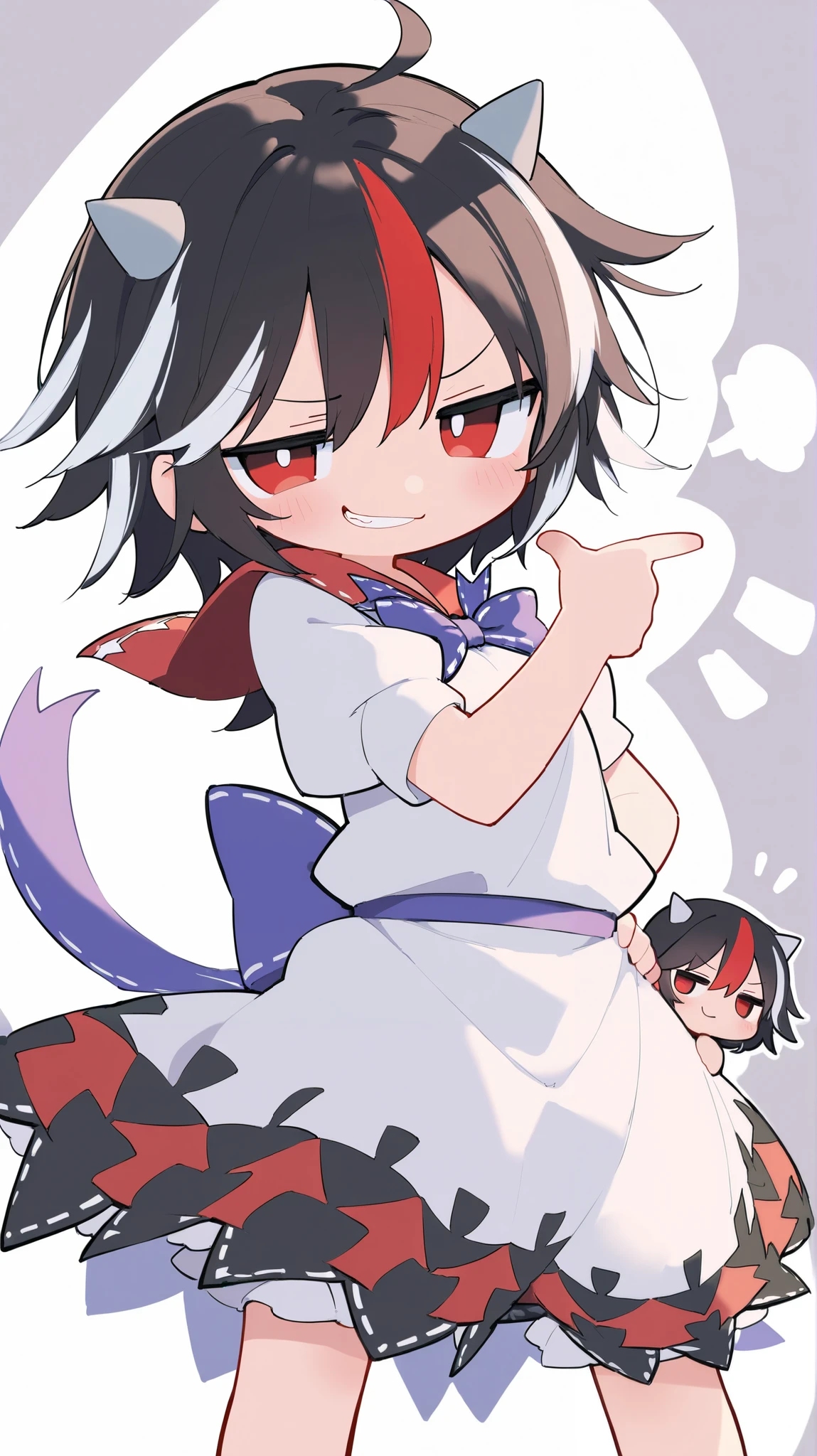 Masterpiece, best quality, chibi, solo, seija kijin, touhou, smug, 1girl,
