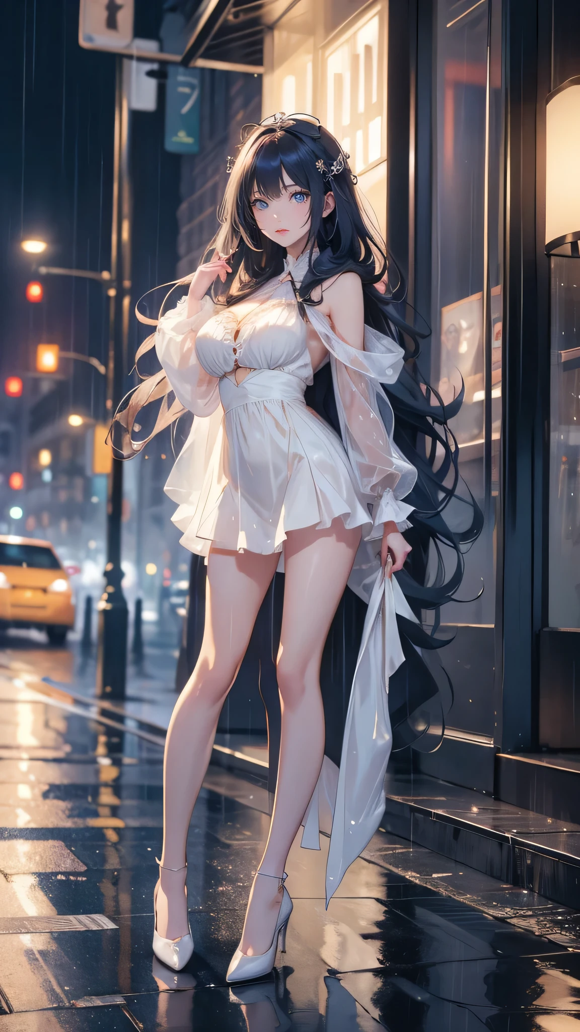 (hyperrealistic:1.2),(photorealistic face:1.2),best quality, sharp focus,masterpiece,swimsuit,photography, photorealistic, ultra realistic, cinematic,RAW photo,8k uhd,film grain,photo,intricate details,hyper realistic
1girl,24 years old, mole, beautiful,shoulder hair, floating hair,wet hair,mauve hair,((((black hair)))),((hair on face))),grey dress, marilyn monroe dress, floating dress,windy, soaking wet, wet dress, raining,stormy weather,(((marilyn monroe dress tug))),(((rainfall))),red shoes,((cleavage:1.2)),(gigantic boobs:1.2)),(voluptuous),chubby, curvy, gloomy weather,(((see through soaked dress))),bra lift,(((umbrella blown by wind))),(((shot from distance:1.2))),((( exposed)))
, marilyntug, wetshirt, rain, see-through, sagging breasts, huge , ,