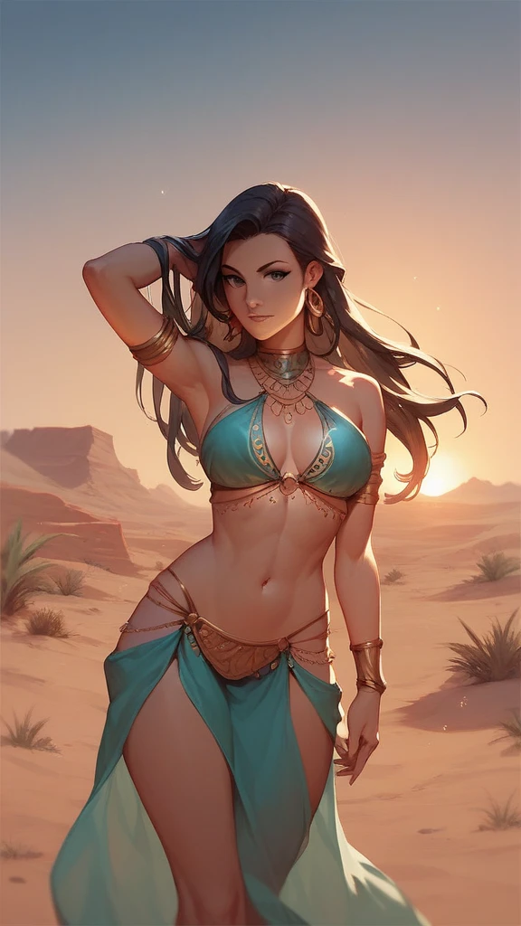 one beautiful young caucasian woman with longer straight brown hair flowing with brown eyes and beautiful body