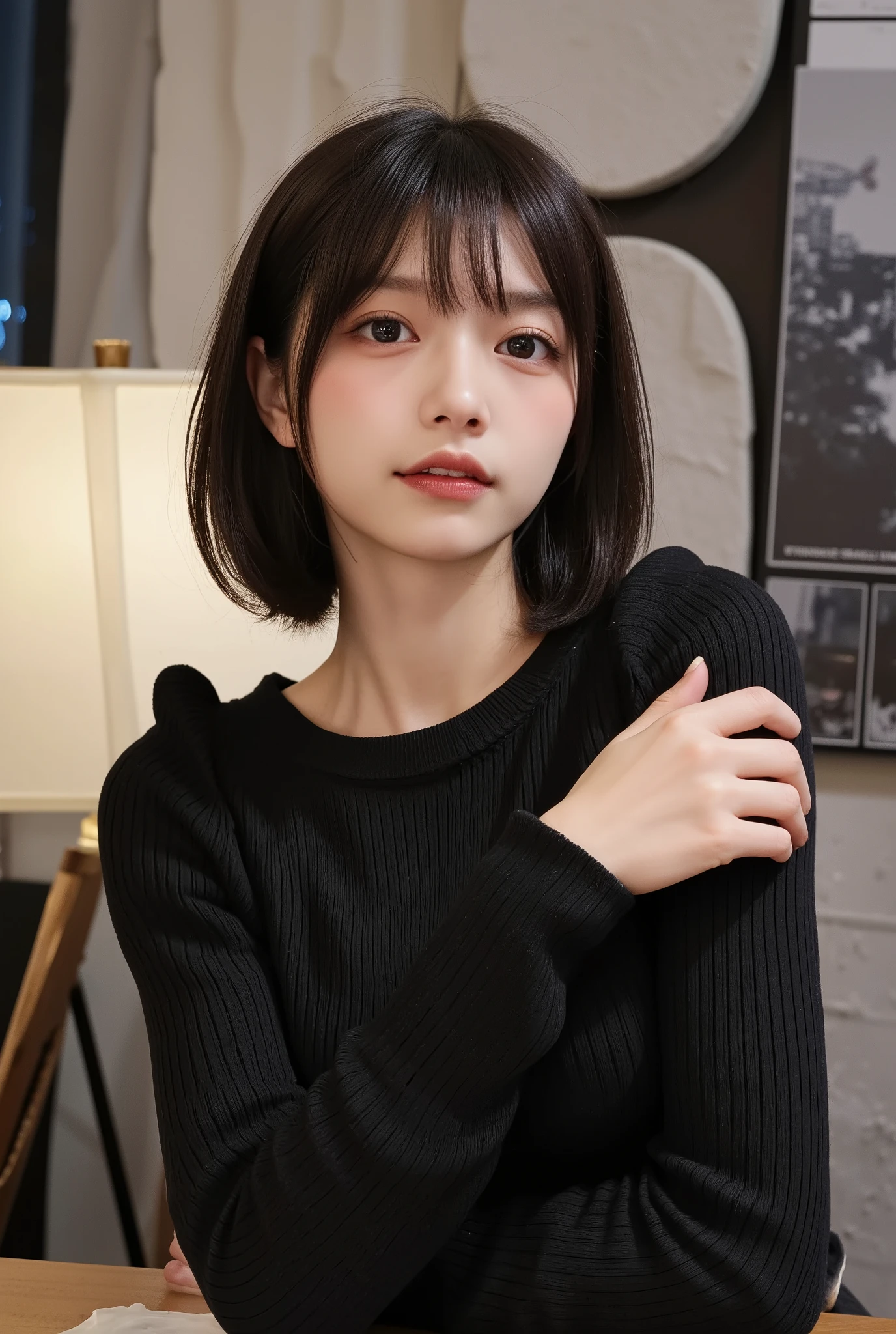   table top ,   best quality , shape, 非常に  Detailsな,   Details,    high definition  , 8k wallpaper,   perfect dynamic configuration ,   beautiful details  ,    natural lips, Long Sleeve Black Knit Dress ,   small breasts,  ランダムに cuteポーズ,  RAW photos ,K-POPアイドルのface, cute, face，,((  Random Sexy Poses 、put in、Deep joy,  drunk eyes:1.2)), (( I take my breath hard:1.2))、 ecstatic face、  climax expression 、 My whole body is shaking  、  Official Art，非常に  Detailsな CG Unity 8k 壁紙, (Masterpiece:1.0),(  best quality :1.0),  photoshoot, 8k,  play,    high definition  ,   Kodak Portrait 400 ,  FILM GRAIN,  Lens Flare Glow , Very Low Camera Angle  ,   watch viewers 