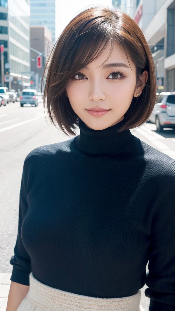 medium (chin-length:1.2) grown-out pixie-cut hair, (masutepiece:1.1),(Best Quality), (Raw photo), (Beautiful 14 year old Japan girl), (Cute face),
(hitornfreckles:0.6), Cute lips,
Dynamic lighting,
Provocative,
Happy,
in street ,
(Black turtleneck sweater and checked mini skirt),
(Photo collection of female college students),