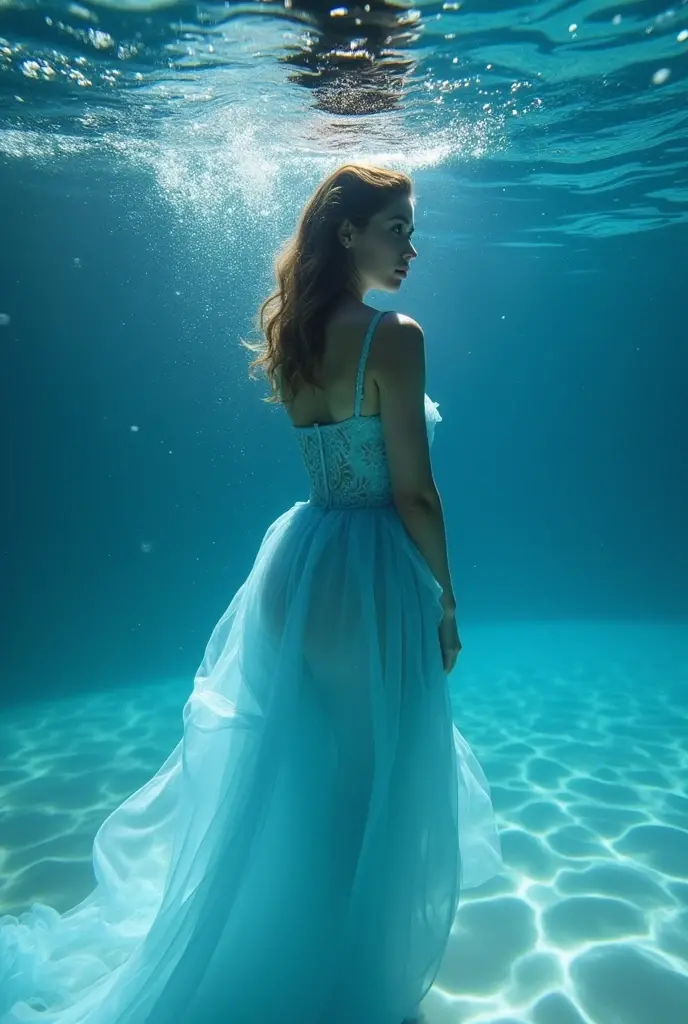   high resolution  ,   super detailed  , in water，cl，woman，back