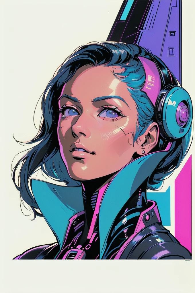 a digital painting of a woman with blue hair, cyberpunk art by Josan Gonzalez, behance contest winner, afrofuturism, synthwave, neon, glowing neon