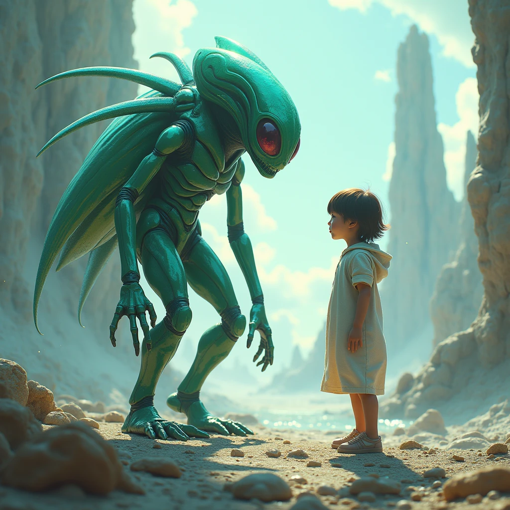 Human discovering alien for the first time alien is cute and scary alien is shiting
