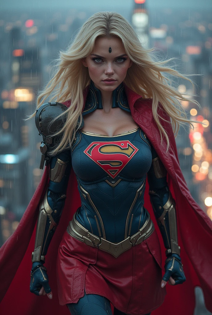 Supergirl Warrior, difficult, platinum white hair, Very white hair, blonde hair, incredibly beautiful, curvy body, thick thighs, huge breasts, in the background is a futuristic sci-fi apartment, hypermaximalist, roupas elegants, thin, Rich, elegant, hyperrealistic, Epic Details, full information, a high resolution, dynamic light blue lighting, rendering, Realism, photorealistic, ultra realistic, Октановый rendering, unreal engine, hyper detailed, Volumetric lighting, 8k reality, cinematic