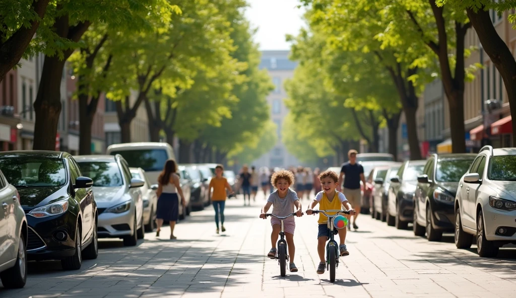 boys riding bikes in a city