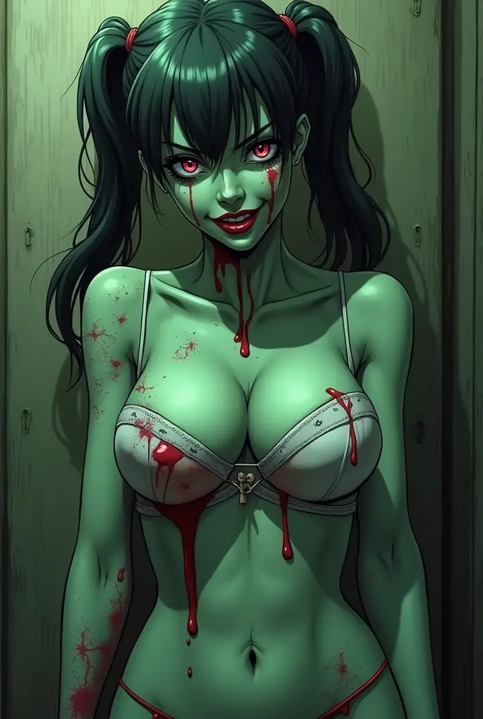 flat vector of a sexy busty zombie girl