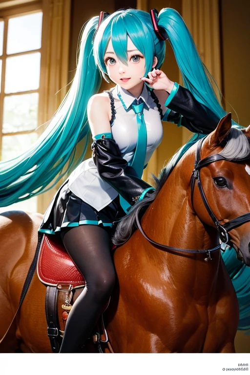 1girl, (nun:1.1), blue hair, messy hair, (braid), young female, ahegao, rolling eyes, (riding a horse:1.5), spread legs, black thighhighs, long pleated skirt with slits, torn clothes, (veil:1.1), bare breasts, BreastsApart, showing her face