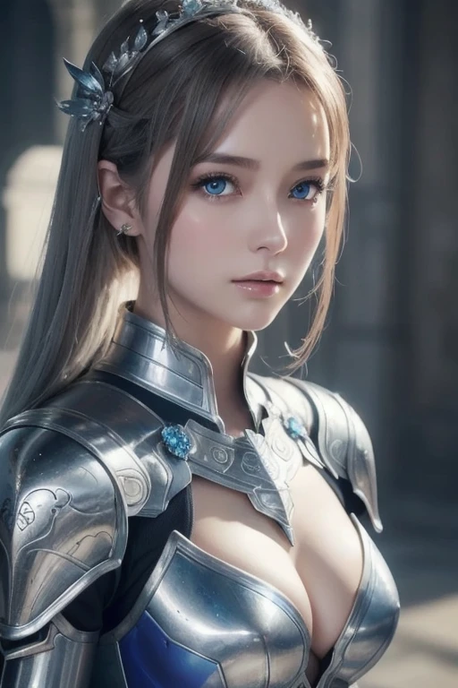 A close-up head and chest portrait of a pretty and cute woman, her chest adorned with pneumatic tubes that give her a unique and futuristic appearance. The highly detailed digital rendering captures every aspect of her beauty, from her delicate features to the intricate tubes.