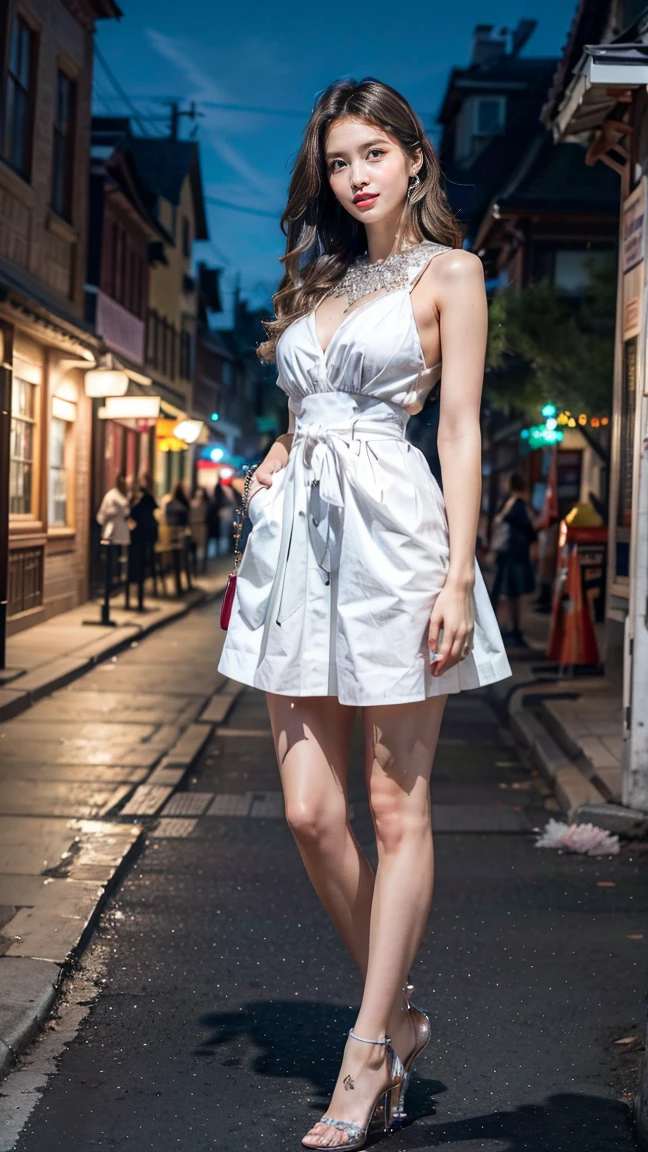 <lora:Flamme:0.78> , ((FlammeFrieren, long hair, braid, greek clothes, sleeveless dress, armlet, bracelet, sandals)):1.25, (pout, angry), book, look at viewer,
BREAK 1woman, adorable, clear face, solo, ((full body)):1.35, ((a woman wear a clear glasses, detailed glasses)):1.2,
BREAK perfect(anatomy,body,face,hand,leg,foot,fingers), ((multicolor hairs, very long hairs):1.2, cleavage),
BREAK soft light, light on face, cinematic lighting, dynamic(angle, elegant posture), detailed(shadow, lightning),
BREAK beautiful detailed woman, glossy pink lips, ((milky skin, shiny skin)), makeup, blush,eyeliner, eyeshadow, eyelashes, textured skin, collarbone, perfect skin,
BREAK <lora:more_details:0.75>, extremely detailed, CG, finely detail, (masterpiece, best quality):2.0, (intricate details, depth of field),
BREAK <lora:uber_saggy2:0.68>, saggy, sagging_breasts, ((huge breasts)),
<lora:Night scene_20230715120543:0.45>, (starry sky, starry star), 1moon, one moon, detailed medieval town, on street, cozy, (night):1.2,