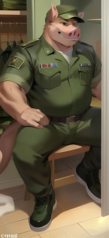Nfsw, Yoshinori Nagira, handsome face, Lloyd Sirius handsome boy, difference size, difference age,detail face, best quality, masterpiece, detail face, inside hotel living room, details living room, sit on a bed,on top of each other, hardcore doggy style, wearing army uniform, relentless, fuck in the ass, cum, naked,