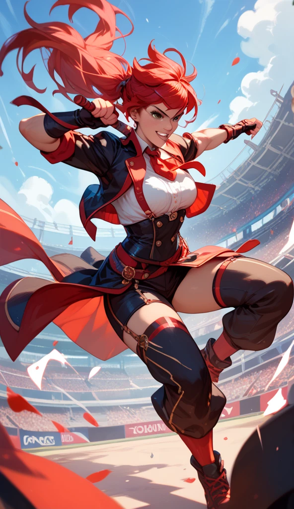 Red hair girl fighting