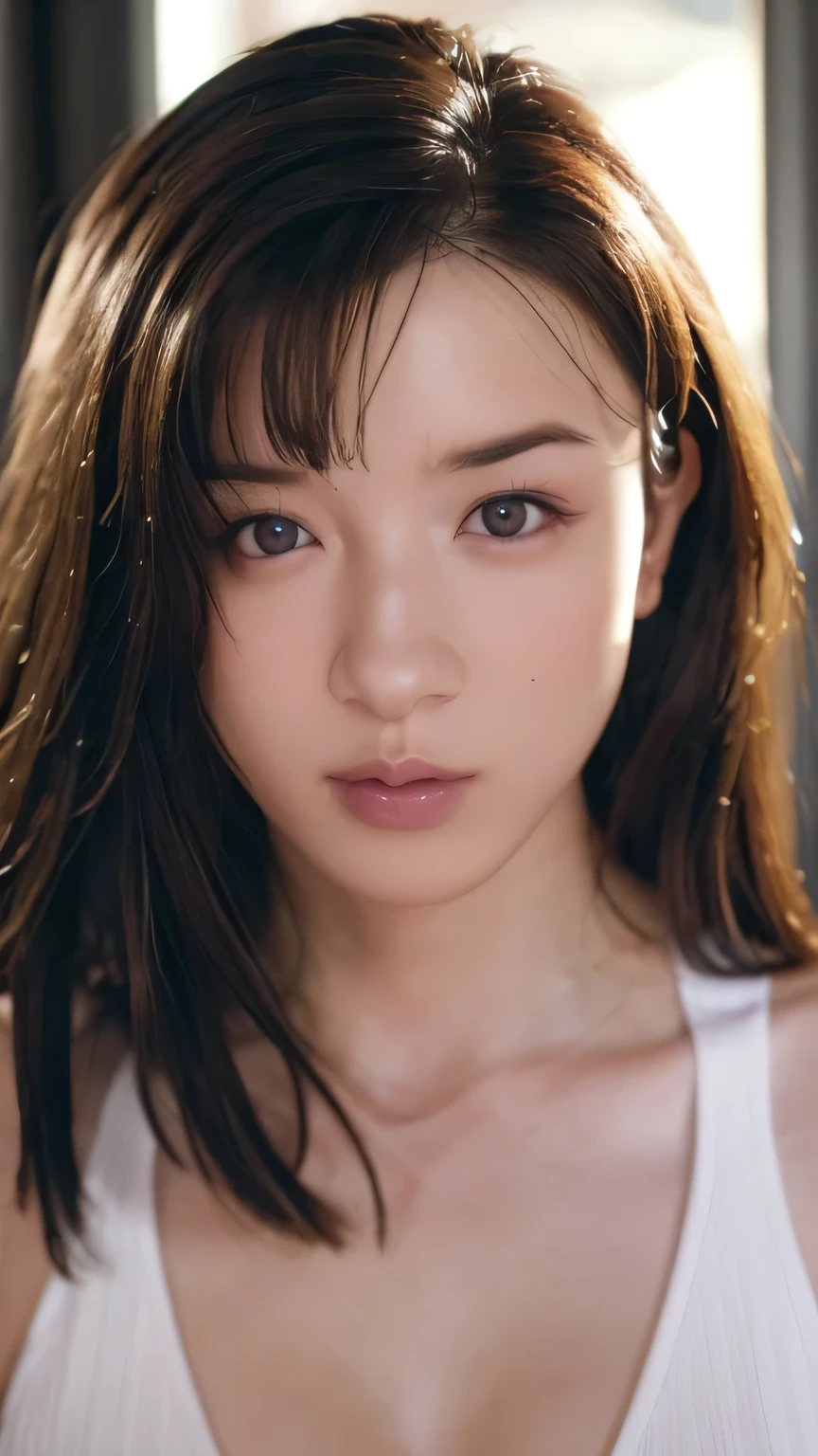 1 Girl, medium boobs, Starry Eyes, (8k, RAW Photos, High sensitivity, best quality, masterpiece, ultra high definition , Realism: 1.25), , ( Very detailed CG Unity 8K wallpaper , best quality, high definition : 1.2), (ultra_ Details, 超 high definition : 1.2), perfect lighting, personal , ( 1 Girl: 1.4), ( cute girl: 1.2), Unreal Engine , side lights, Gray Hair, purple eyes, perfect face, Detailed face, perfect body, beautiful eyes , Facial beauty, (Light Skin: 1.4), Idol, (whole body), Woman in white lingerie ;1.5, transparent,
