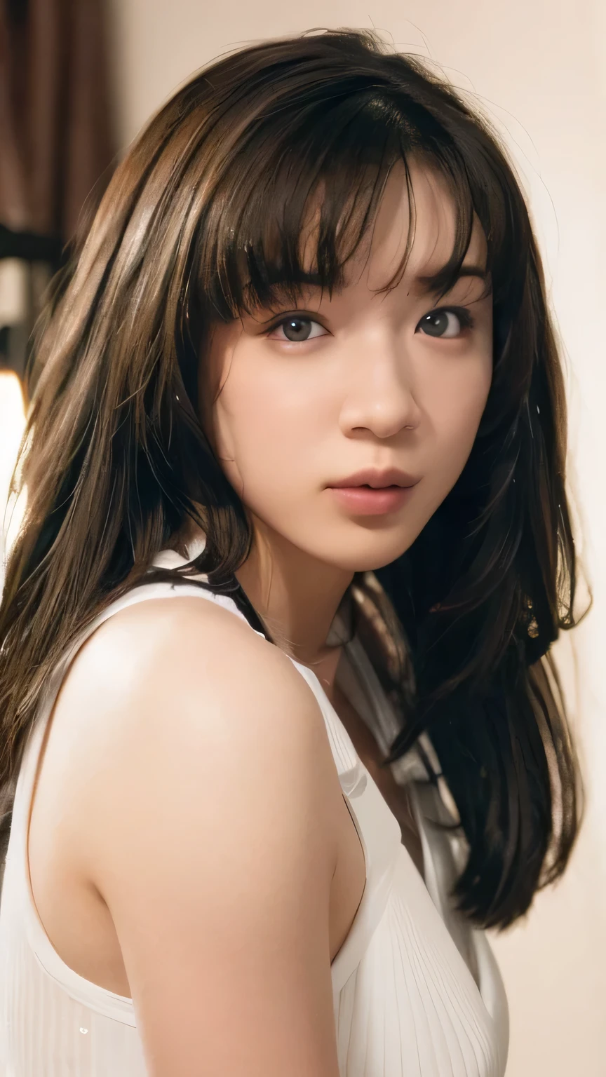 1 Girl, medium boobs, Starry Eyes, (8k, RAW Photos, High sensitivity, best quality, masterpiece, ultra high definition , Realism: 1.25), , ( Very detailed CG Unity 8K wallpaper , best quality, high definition : 1.2), (ultra_ Details, 超 high definition : 1.2), perfect lighting, personal , ( 1 Girl: 1.4), ( cute girl: 1.2), Unreal Engine , side lights, Gray Hair, purple eyes, perfect face, Detailed face, perfect body, beautiful eyes , Facial beauty, (Light Skin: 1.4), Idol, (whole body), Woman in white lingerie ;1.5, transparent,