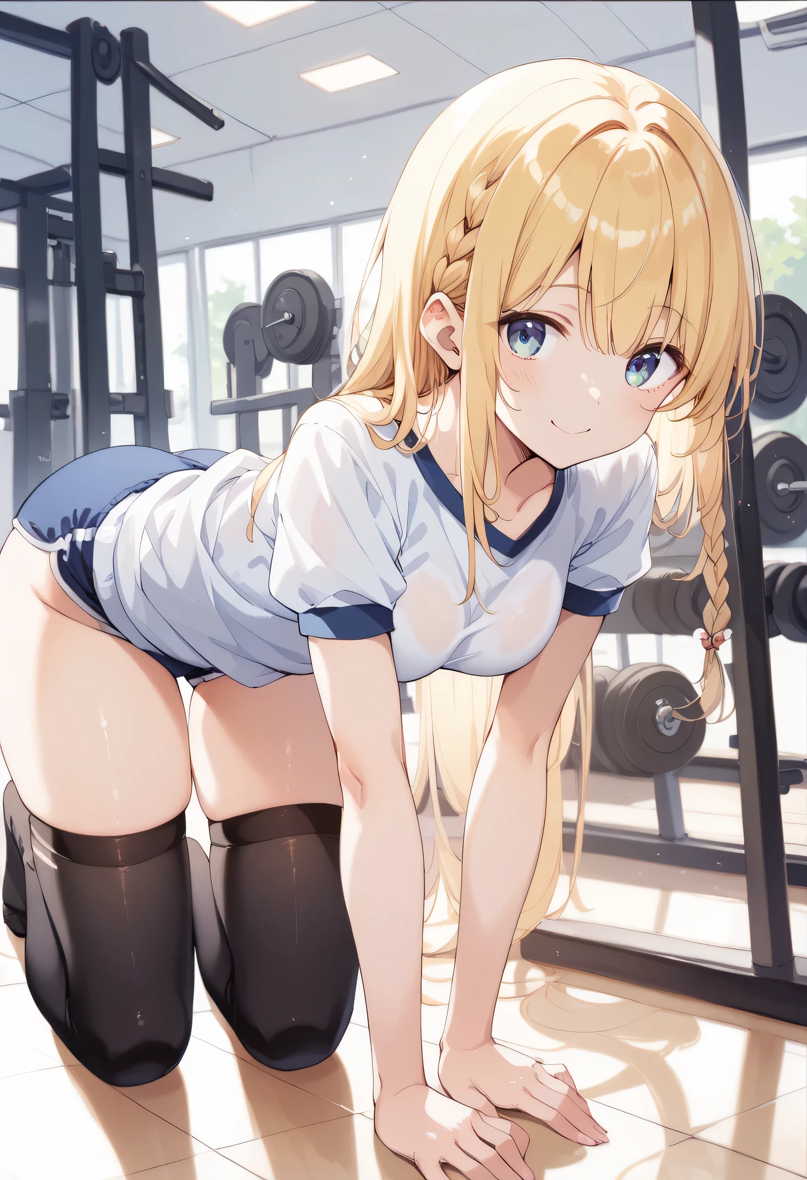 NSFW,((Illustration)),Violet Evergarden,1girl in,masturbation,Clothing ,((disheveled hair)), (Beautiful detailed eyes), Full body,Blue eyes, Beautiful, amazing, Detailed eyes, Soft lips, deadpan, cleavage, Looking at Viewer ,on the bed, isometric, (((Realistic))), Photorealistic, Blonde hair ,Violet_Evergarden,Blonde_hair, Blue_Eyes, Blonde public hair ,White lace panties,White garter belt  ,anime key visual of elegant, Key Anime Art, key visual, Anime visuals of cute girls, Detailed key anime art,  anime visual of a young woman, key anime visuals,Blonde public hair,Sucking sausages,,(((black buruma, school, gym shirts, white t-shirts, gym uniform, Photo of girl in wooden floor school gym room))),buruma is bikini type ,dynamic angle 