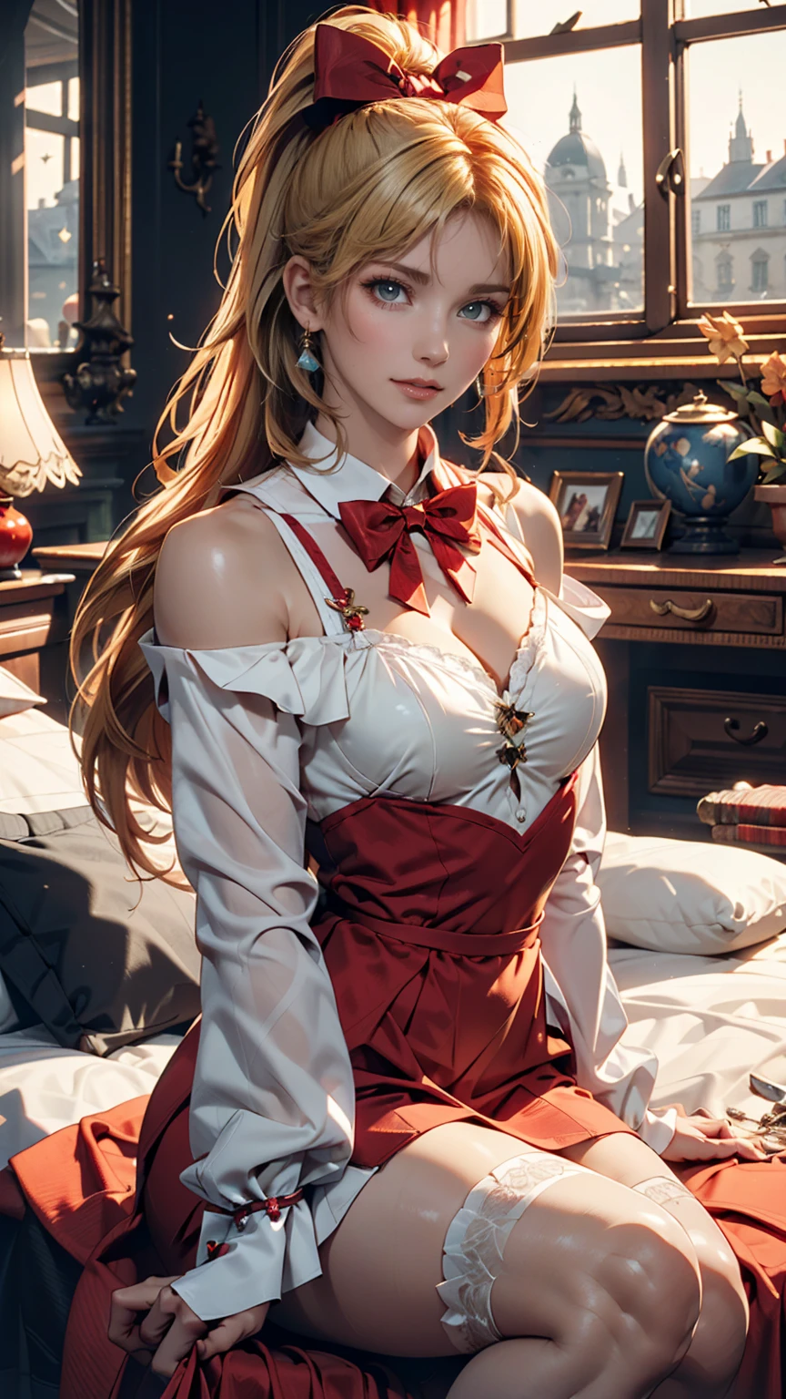A  girl, sexypose, Nudie, The character rias gremory, fragile,rias, Beautiful figure,mini skirt, red hair,blue Eyes,unbottoned white shirt, sexy,big breasts, Realistic, Very detailed, handsome body, Detailed body, Detailed hands, Detailed, Vibrants, Detailed Face,rias gremory 's character design. Very detailed, Detailed body, Detailed hands, Detailed Face, anime art, extremely detailed CG unity 8k wallpaper, detailed light, Cinematic lighting, chromatic aberration, glittering, expressionless, epic composition, dark in the background, Cherecter Desing, Very detailed, Detailed body, Vibrants, Detailed Face, sharp-focus, anime art, Vibrants, Detailed Face, Hugh Details, sharp-focus, Very drooping face, A detailed eye, super fine illustration, better shadow, finely detail, Beautiful detailed glow, Beautiful detailed, Extremely detailed, expressionless, epic composition, Presented at artstation, Octane Render, artstation hd, Cinematic, 4 thousand., hypermaximalist, elegant