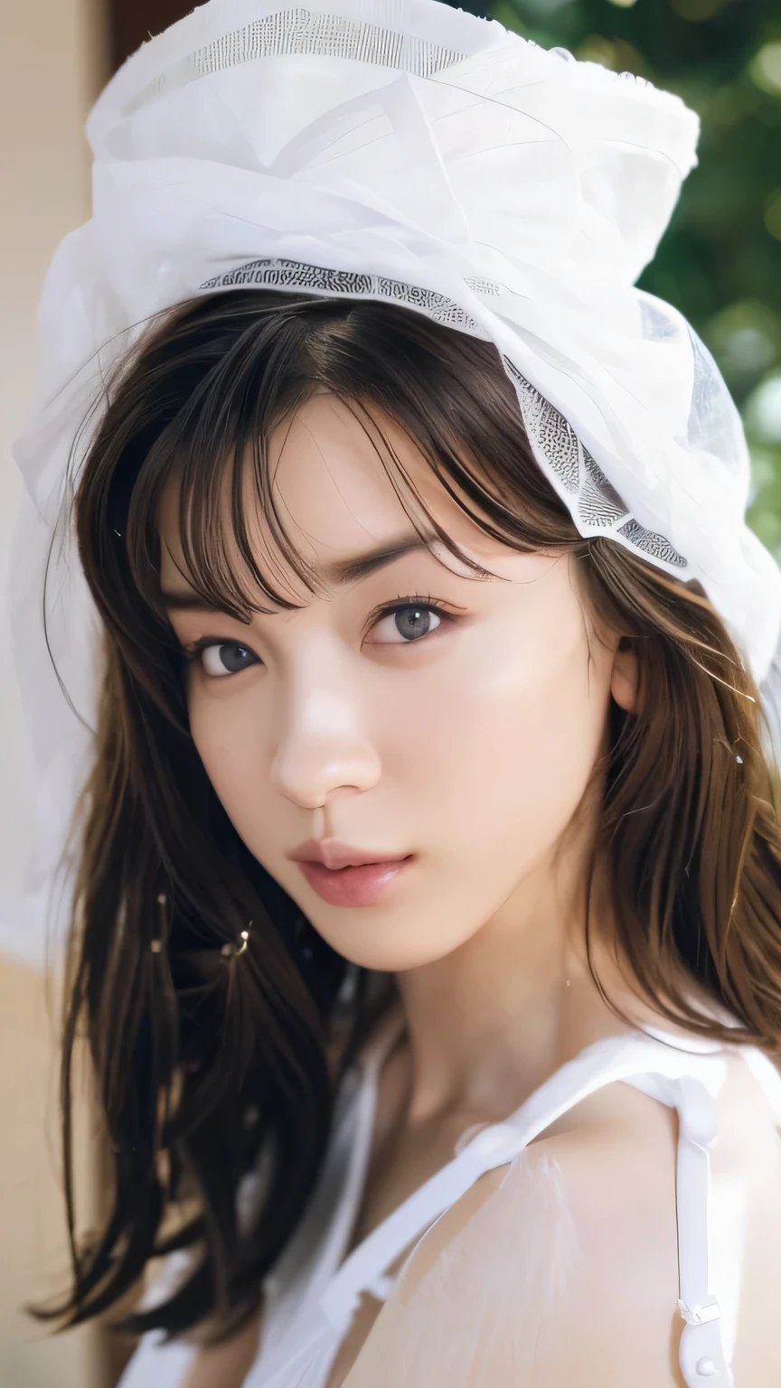 1 Girl, medium boobs, Starry Eyes, (8k, RAW Photos, High sensitivity, best quality, masterpiece, ultra high definition , Realism: 1.25), , ( Very detailed CG Unity 8K wallpaper , best quality, high definition : 1.2), (ultra_ Details, 超 high definition : 1.2), perfect lighting, personal , ( 1 Girl: 1.4), ( cute girl: 1.2), Unreal Engine , side lights, Gray Hair, purple eyes, perfect face, Detailed face, perfect body, beautiful eyes , Facial beauty, (Light Skin: 1.4), Idol, ( upper body shot;1.5), Woman in white lingerie ;1.5, transparent,