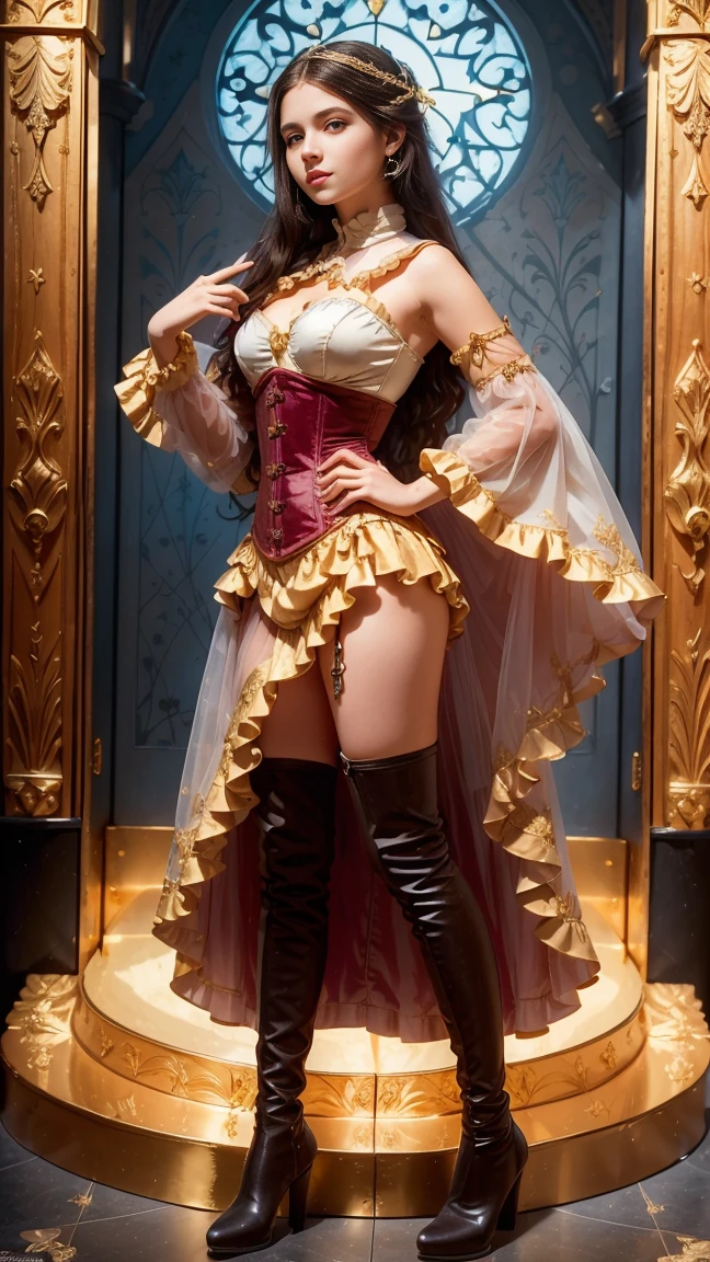 (((Thigh-high boots)))、((Anatomically correct))、(Keiko Kitagawa)、(Cleavage Emphasis)、(Nipple Covers)、((Soaking wet))、Popular idol concert,Wearing idol costumes:luxurious costume:red and gold and white,Sparkling,sequins,blade,ribbon,hair ornaments,sparkle,Background of the concert venue,Concert venue lighting,beautiful light and shadow, Second time'tzuyu, young and cute idol,, cowboy shot, medium long,Refreshing young Japanese woman, cute idol sculpture, 🚿🗝📝, young idol, young slender idol, smile, nffsw, table top, award-winning, 8k, highest quality, smile refreshingly, Haruka Ayase, Assist々Kiki, Kana Hashimoto, Mai Shiraishi, Nishino Nanase, Mei Watanabe, Yuki Yoda, Assist々xylophone, Aoi Miyazaki, Yuko Takeuchi, Yuki Uchida, Suzu Hirose, Aya Ueto, award-winning, nffsw, table top,, japanese model, Realistic young idol, anatomically correct, in 8K