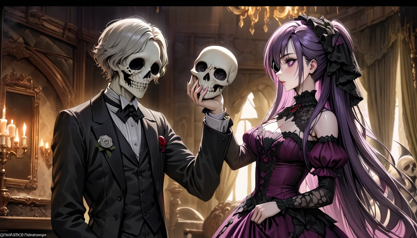 ((highest quality)), ((masterpiece)), (be familiar with), Perfect Face、The Enchanting Body of Celica(FE)、Red hair、The perfect proportions、semi-long、necklace、Bangles、Caster wheel、Luxury Accessories、first round、Fallen into evil、Skeleton Fall、Blank look、Skull engagement ring、empty eyes、Eyes with lost highlights、Lifeless Eyes、Expression in love、Dark Room、Red magic circle on the floor、大量のSkeleton Candelabraと蝋燭、darkness、A large number of skull objects、Big magic circle on the floor、Skeleton Candelabra、Luxury Jewelry、Skeleton Crown、Large skull pendant、Bone ornaments、Skull Accessories、Temple of the Skeletons、Skeleton Crown、The 70-year-old Skull King is a man、A ton of skeletons、pregnancy、Last month of pregnancy、全naked、naked、Becoming a bony body、70The 20-year-old Skull King is my husband、70Become the wife of the 20-year-old Skull King、70A friendly pairing with the aged Skull King、70Cuddling with the old man Skull King、70Old man Skull King is a skeleton、Black bed with luxurious bone decor、Wear a skeleton on your head、incorporated into bones、Bed In、Making love in bed with 70-year-old Skull King、70Being petted by the old man Skull King、Embracing and deep kissing 70-year-old man Skull King、70Old man Skull King fondles her breasts and touches her pussy while deep kissing her、I love the 70 year old man Skull King、70-year-old man hugs Skull King、Take off your clothes、Everything except the face becomes a skeleton、Bedroom、全naked、female1peopleと男1people、Holding a baby