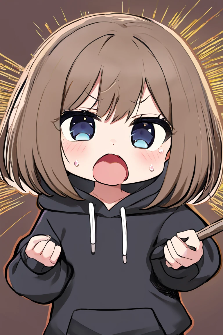 one girl, cat ears, naive, collar, hoodie, cute, girl is my pet, obedient, cute, 13 years old, cute double teeth, open mouth, naive, stick tongue