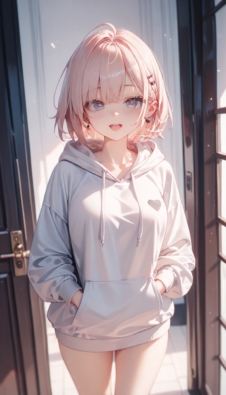 (One transcendent beautiful girl)、manaka komaki、ultra-detailed、(8K, RAW photo, best quality, masterpiece:1.2), (extremely detailed 8K wallpaper),professional lighting,sharp focus, depth of field、(((Detailed and accurate face))),(((head shot)))、nfws,((Pink short bob、Fluffy curly hairy、Rainbow colored inner curl hair))、((Highest quality)), ((masterpiece)), (((A simple, baggy hoodie))),((Perfect Face,Beautiful Eyes)),(((Eyes tightly closed, just before climax、orgasm、Blushed、Ecstasy face)))、(((cowgirl position)))