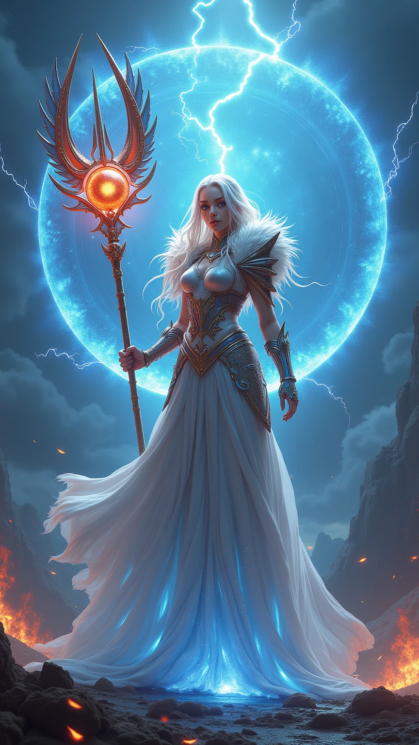 (Ultra Real), (illustration), HDR (High Dynamic Range), Draw a sexy goddess of holy winter, under the sign of the frosty phoenix. is dressed in Ancient Biomechanics, exoskeleton, out of this world, driven by the inner negative energy of the goddess, this energy is visible to the viewer. Draw nature's moving icy blue-black living flames on a futuristic exoskeleton. This sexy outfit has a lot of bold, sexy leaks, ray tracing, [[reflected light]], [textured skin], (((divine staff burning with living ice))),[high detail], [highest quality], [high quality], highly detailed dragons , [epic fantasy art style], [[epic digital fantasy art 4k]],(fractal art: 1.6), [[snowflakes: 1.8]], [Depth of field, fine art, stunning, iridescent shine, [transparent: 1.7], [shiny: 1.5]], [light reflections: 1.3], Fujicolor, cinema lighting], silver curls, storm, vivid, sunlit, (edge ​​detection: 1.3), [[absurdities, impressive, luminous, shiny, reflections, lights, sky, degrees, psychedelic]], Incomprehensible and spectacular scene from a glowing cloud, Girl of the Elements [[[fire: ice:0.5]]], ((orange fire eyes and blue ice eyes)), [[[[fire and ice face]]]], rich colors, (dynamic face:1.3), fractal nebula filaments, cosmic beings, blue, Space, light and bright, curls, swirling, unreal, high contrast, symbolic, Magical, Mystical, Mystification, Hyperrealistic, Supersaturated, Colorful
