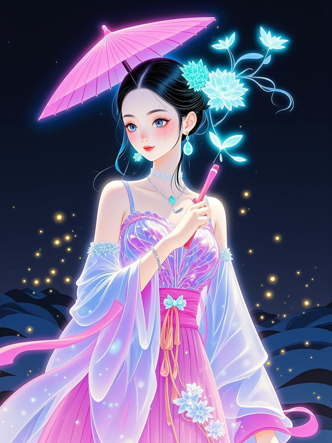  Magical World，( A girl trapped in a cosmic vortex nebula:1.5)， Render with the Cosmic Beach Vortex Engine ，( detailed facial features)，( beautiful facial features)， Ancient and Mysterious Castles ， Purple Stones ，Gemstone decoration， glowing plant ，Silver Creek，Colorful Clouds，Strange Creatures， Massive Magicians ，Rich collection of books，Magic fluctuations， crystal ball ，distant galaxy，Field of magic， Magicians Studying Magic ，(Glowing magic symbol)，Dreams，Time and space distortion，River of Light，(Magic Garden)， ultra wide angle lens ，Bottom View，Knee Shot(ks)，Full body shot(FLS)， high detail， high resolution ， Ultra High Definition，meticulous， ultra-realistic，Volumetric Light，Spectacular， ambient light ，Light Pollution，Movie atmosphere， Art Nouveau ，Illustration by SenseiJaye， intricate details ， Rococo style ， cool tones， Gothic Hues ， bright color ，High contrast tones