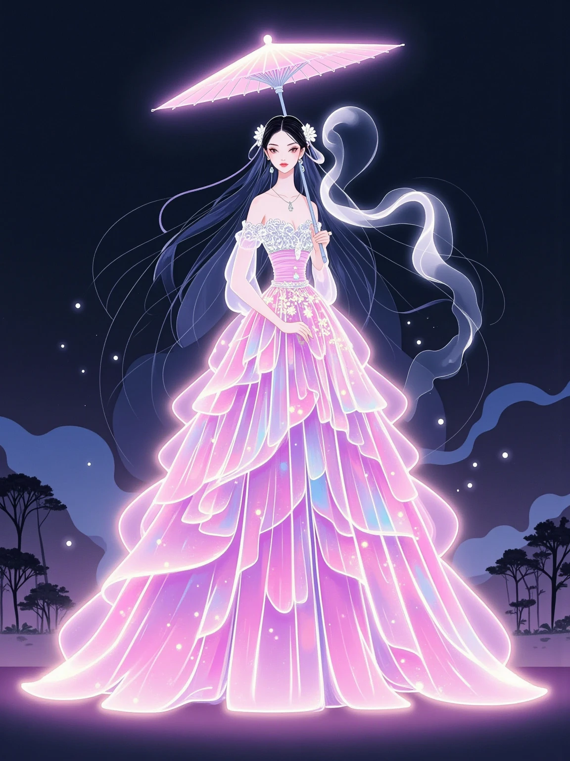  Magical World，( A girl trapped in a cosmic vortex nebula:1.5)， Render with the Cosmic Beach Vortex Engine ，( detailed facial features)，( beautiful facial features)， Ancient and Mysterious Castles ， Purple Stones ，Gemstone decoration， glowing plant ，Silver Creek，Colorful Clouds，Strange Creatures， Massive Magicians ，Rich collection of books，Magic fluctuations， crystal ball ，distant galaxy，Field of magic， Magicians Studying Magic ，(Glowing magic symbol)，Dreams，Time and space distortion，River of Light，(Magic Garden)， ultra wide angle lens ，Bottom View，Knee Shot(ks)，Full body shot(FLS)， high detail， high resolution ， Ultra High Definition，meticulous， ultra-realistic，Volumetric Light，Spectacular， ambient light ，Light Pollution，Movie atmosphere， Art Nouveau ，Illustration by SenseiJaye， intricate details ， Rococo style ， cool tones， Gothic Hues ， bright color ，High contrast tones