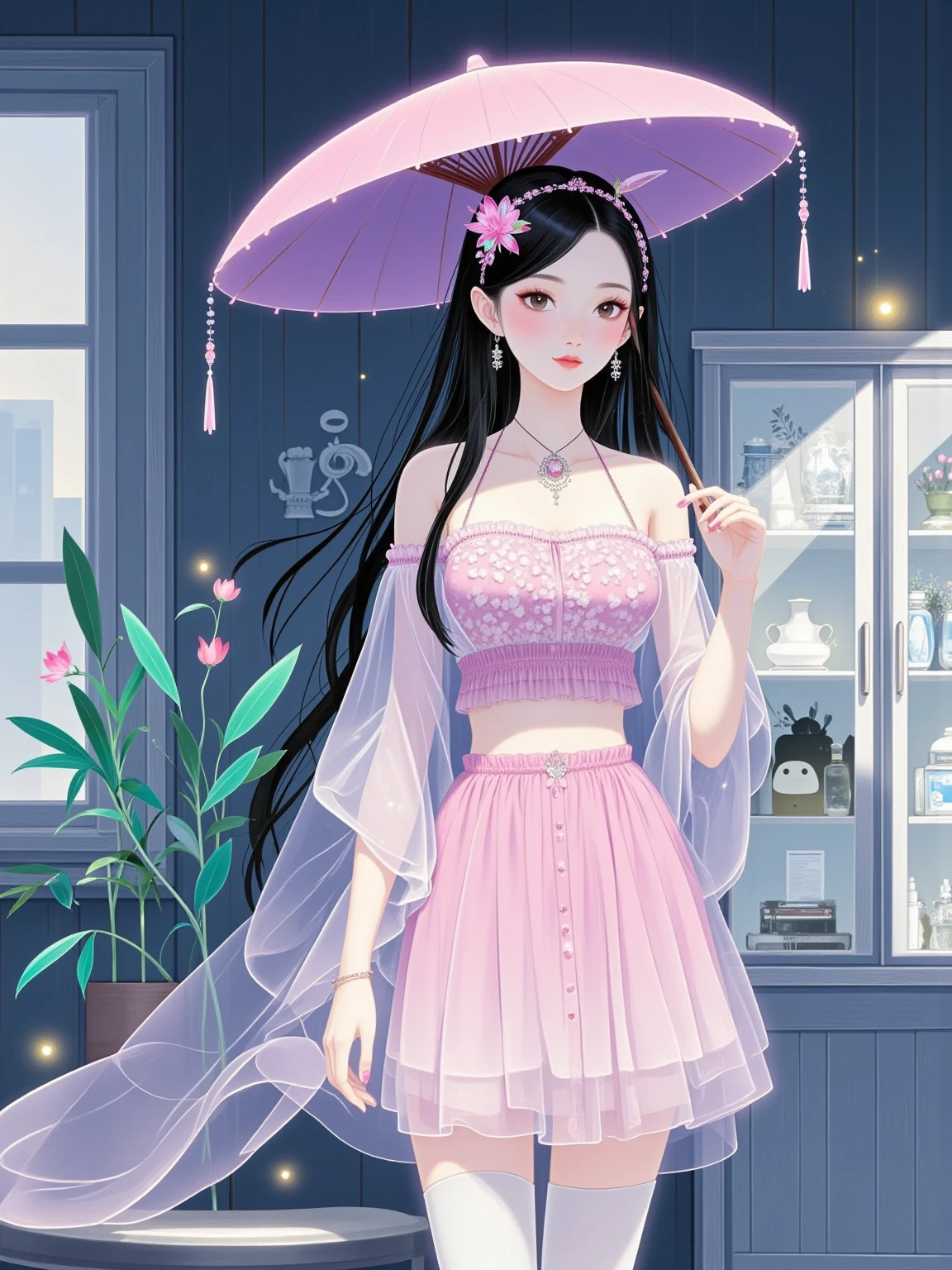  Magical World，( A girl trapped in a cosmic vortex nebula:1.5)， Render with the Cosmic Beach Vortex Engine ，( detailed facial features)，( beautiful facial features)， Ancient and Mysterious Castles ， Purple Stones ，Gemstone decoration， glowing plant ，Silver Creek，Colorful Clouds，Strange Creatures， Massive Magicians ，Rich collection of books，Magic fluctuations， crystal ball ，distant galaxy，Field of magic， Magicians Studying Magic ，(Glowing magic symbol)，Dreams，Time and space distortion，River of Light，(Magic Garden)， ultra wide angle lens ，Bottom View，Knee Shot(ks)，Full body shot(FLS)， high detail， high resolution ， Ultra High Definition，meticulous， ultra-realistic，Volumetric Light，Spectacular， ambient light ，Light Pollution，Movie atmosphere， Art Nouveau ，Illustration by SenseiJaye， intricate details ， Rococo style ， cool tones， Gothic Hues ， bright color ，High contrast tones