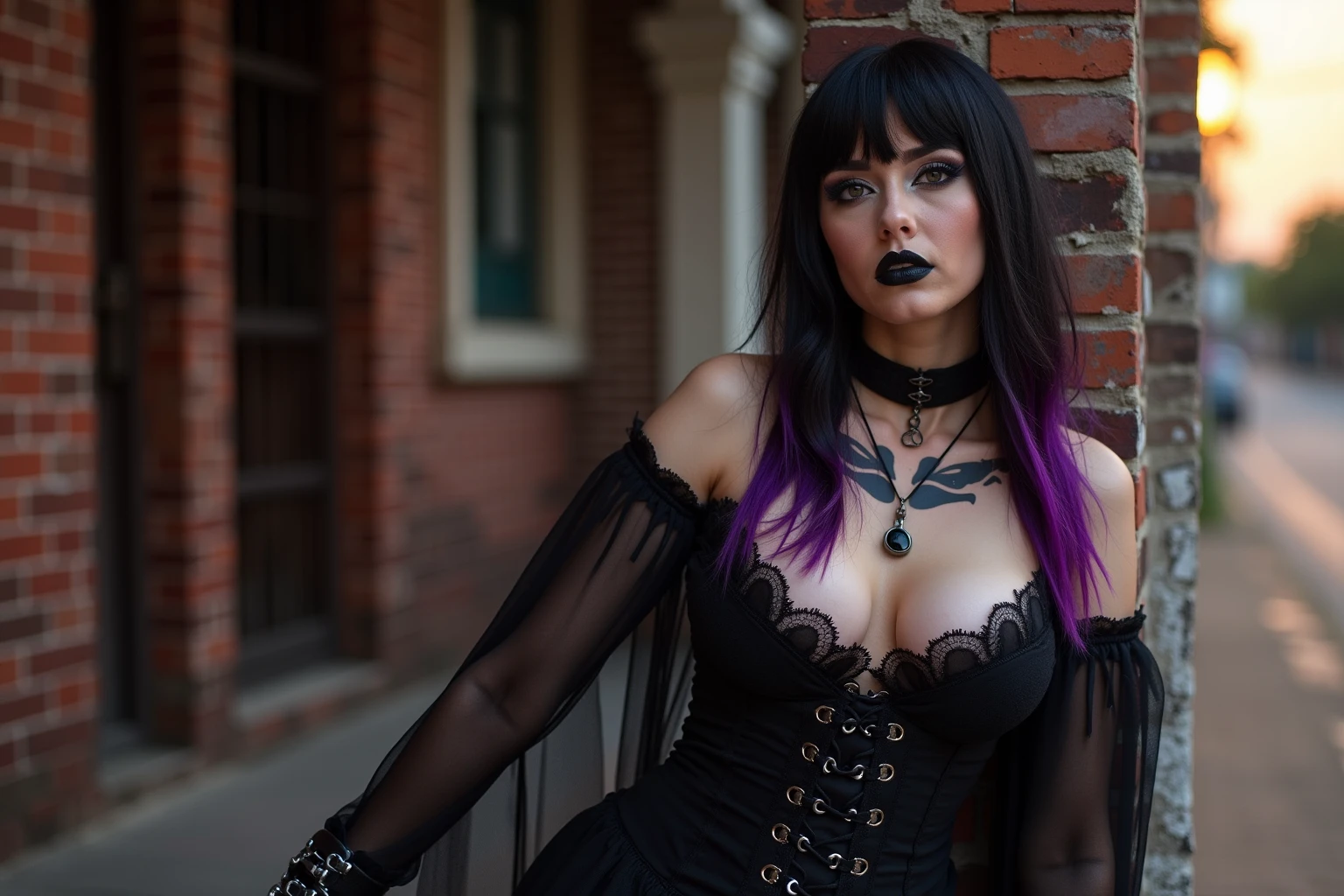 (masterpiece,detailed,highres:1.4) , model shot, close up, detailed face, fine detailed eyes, The most beautiful gothic girl in the world, ((long black hair with fringe, goth makeup)), ((hot Body)), hips, form fitting clothing, pantyhose, ((dark cemitery background, night, under The moonlight)), gothic theme, gothic clothing, natural lighting. UHD, accurate, textured skin, super detail, high details, high quality, highres, 1080P, 4K