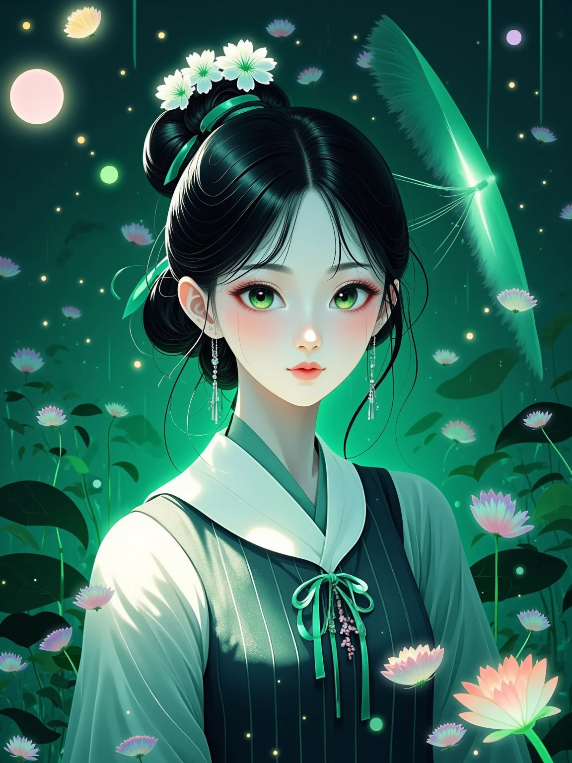  Magical World，( A girl trapped in a cosmic vortex nebula:1.5)， Render with the Cosmic Beach Vortex Engine ，( detailed facial features)，( beautiful facial features)， Ancient and Mysterious Castles ， Purple Stones ，Gemstone decoration， glowing plant ，Silver Creek，Colorful Clouds，Strange Creatures， Massive Magicians ，Rich collection of books，Magic fluctuations， crystal ball ，distant galaxy，Field of magic， Magicians Studying Magic ，(Glowing magic symbol)，Dreams，Time and space distortion，River of Light，(Magic Garden)， ultra wide angle lens ，Bottom View，Knee Shot(ks)，Full body shot(FLS)， high detail， high resolution ， Ultra High Definition，meticulous， ultra-realistic，Volumetric Light，Spectacular， ambient light ，Light Pollution，Movie atmosphere， Art Nouveau ，Illustration by SenseiJaye， intricate details ， Rococo style ， cool tones， Gothic Hues ， bright color ，High contrast tones