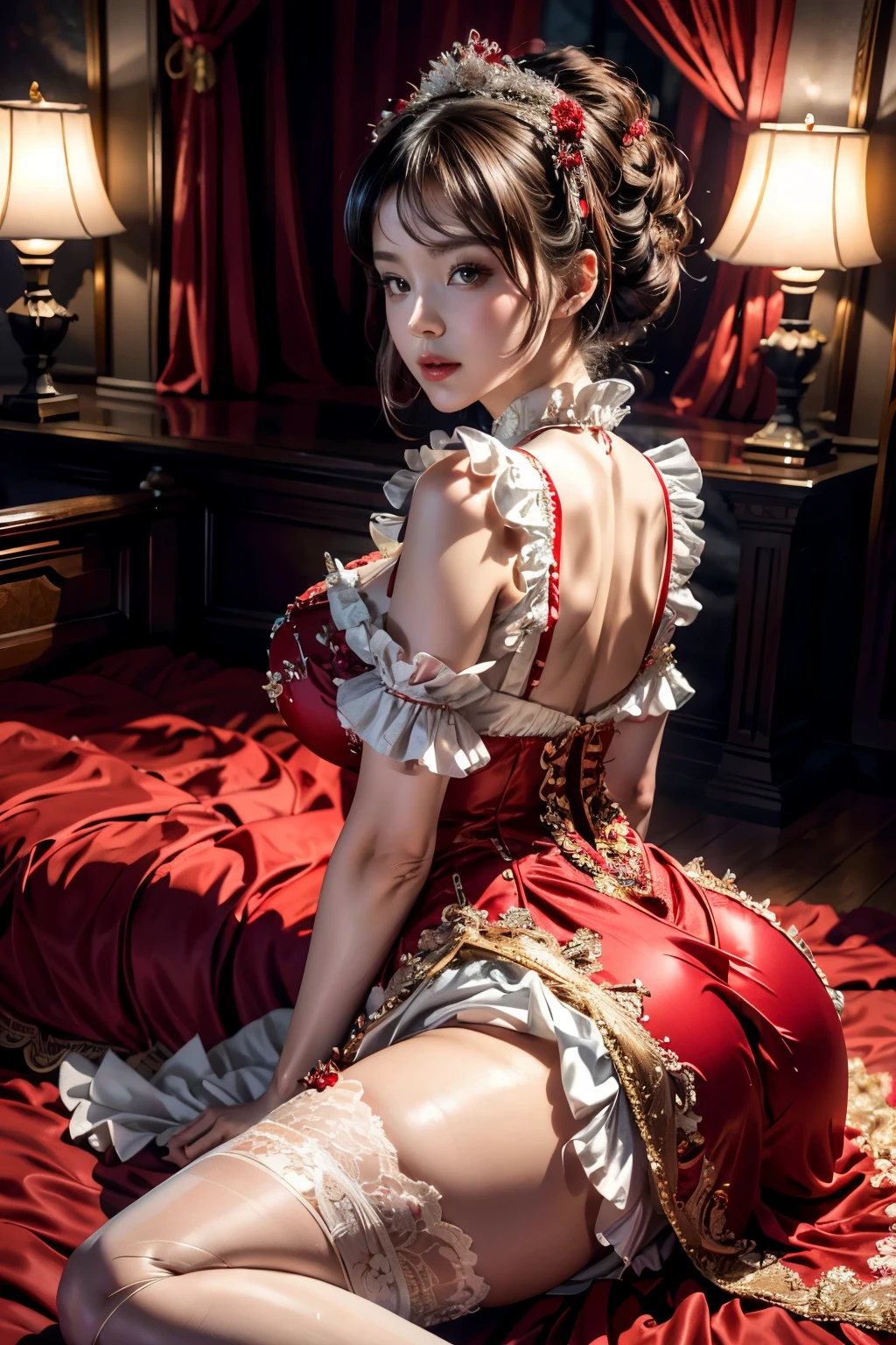 (best qualtiy),(solo person++),A woman in period costume,((Kneeling pose,Point at you with your ass))mature,(Female captive),Flirtatious,cabelos preto e longos,hair-bun,huge tit,Fragrant shoulders,Bare legged,Jade foot,Barefoot,Barefoot,(binding),(execute)(Women cut off their heads),(Decapitation ceremony),anvil,jewelry,Normal posture