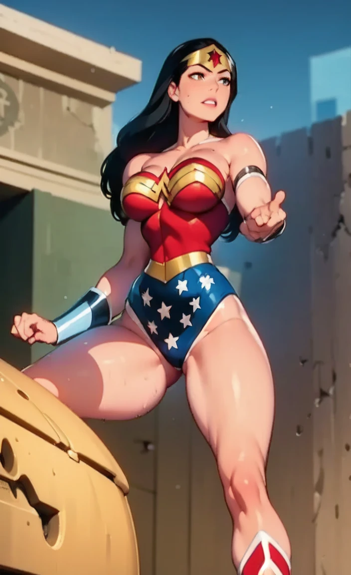 ((Back view)), ((She's wearing lacy beanca panties)), (She's wearing stiletto high heels) ((Your blouse is tattered, Your mesh is tattered, his uniform is tattered, seu traje esta esfarrapado, your clothes are tattered)), ((SUPERHEROINE Wonder Woman half crouched)), ((vezes, vagabunda, prostituta, vadia)) She's sweaty all over her body. She's screaming in terror, She's terrified, She's crying a lot. ((ela tem cabelo preto, ela tem cabelo longo)), ((She's wearing a fishnet garter belt pantyhose.)), ((Wearing a thick metal necklace around the neck )) She screams and begs for mercy, Ela cai no choro. Wearing a thick metal necklace around the neck with a chain. Usando maquiagem pesada no rosto. (Your clothes are immoral, your clothes are indecent). Shibari, arms behind back:1.4), (hands on back), (obra-prima, melhor qualidade) 1.5, 1girl, sozinho, (sexy, mulher bonita, rosto perfeito, olhos perfeitos) corpo inteiro, ((Shibari)), ((arms behind back:1.4)), ((hands on back)) ((rope bondage)), ((arms behind back)), ((Totalmente amarrado)), ((Strong containment)), ((cabelos pretos)). ((High Definition Face)), (((She's in a forest of giant thorns, cactus gigantes, cercas de arame farpado))) nsfw, dildo riding on the floor. nsfw riding my cock. nsfw, vagina orgasm puring out her vagina.