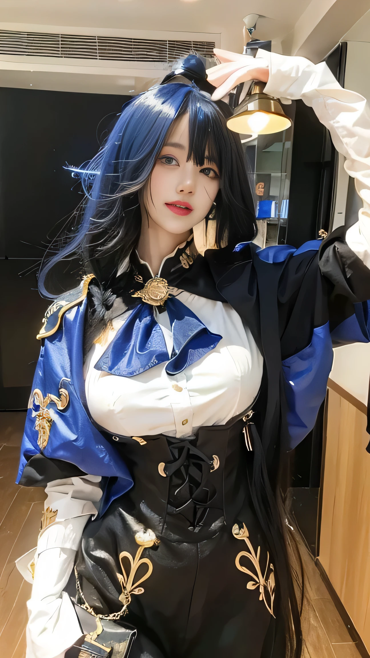 (best quality), (masterpiece), (Ultra-high resolution), (Clear face), (Reality: 1.4), (perfect lighting),(photorealistic:1.30), anime wallpaper, Guviz style artwork , fantasy cover up to magic , by Yang J, Guviz, beautiful artwork illustration, beautiful digital artwork, beautiful digital illustration, Li Song, beautiful anime portrait, art style at Beauvot,illustration, ethereal and beautiful, highly detailed, CG, unity, 8k wallpaper, Amazing, fine detail, official art, highly detailed CG unity 8k wallpaper,absurd, extremely absurd, large file size, highly detailed , high resolution, very detailed,beautiful girl with details, very detailed eyes and face, beautiful detailed eyes,light on the face,cinematic lighting, 1girl, solo, looking at viewer, Lips wear thick red lipstick,